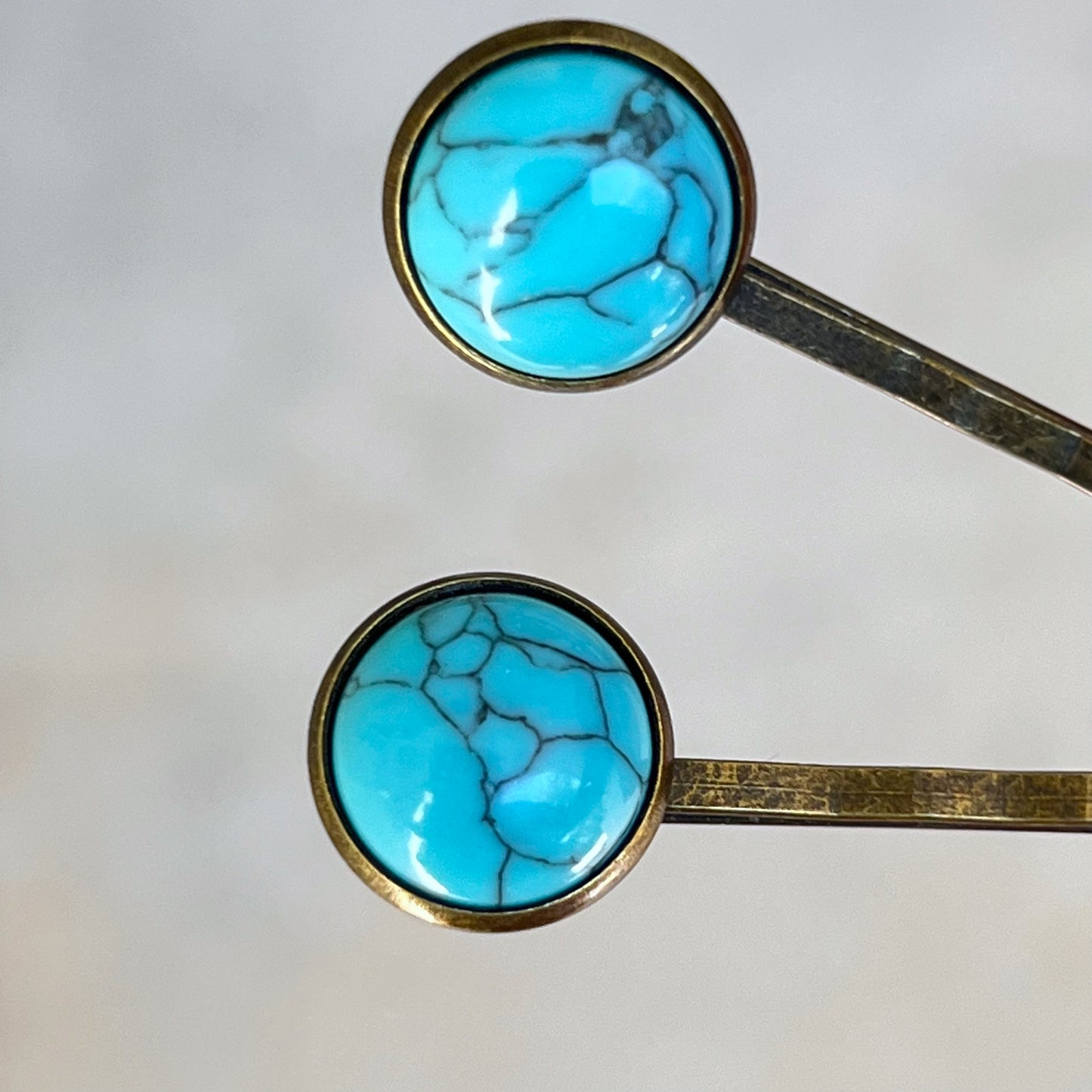 Turquoise Hair Pins - Western Cowgirl Decorative Brass Bobby Pin, Women's Southwestern Hair Accessories