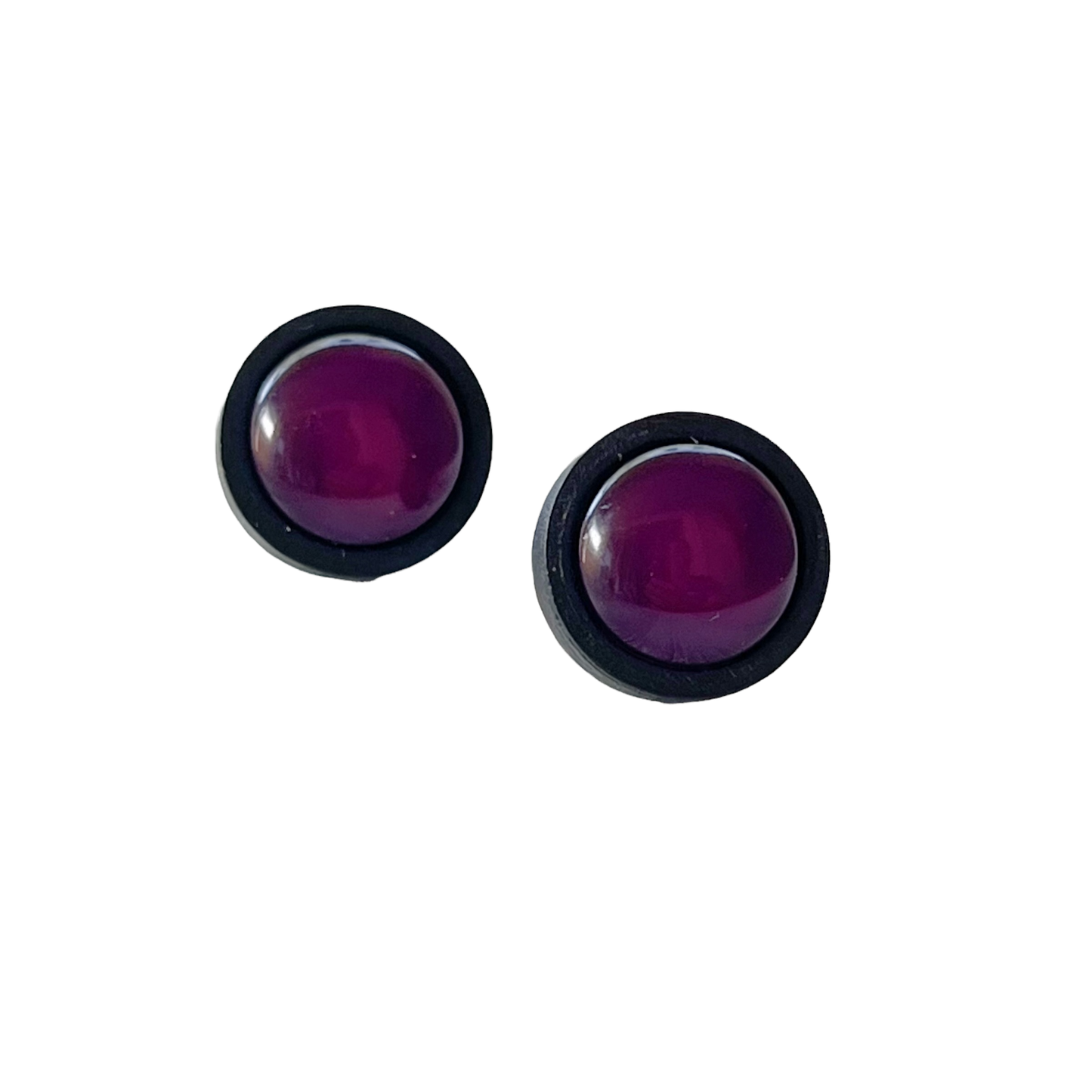 Purple Resin Black Wood Unisex Stud Earrings - Unique & Stylish Accessories