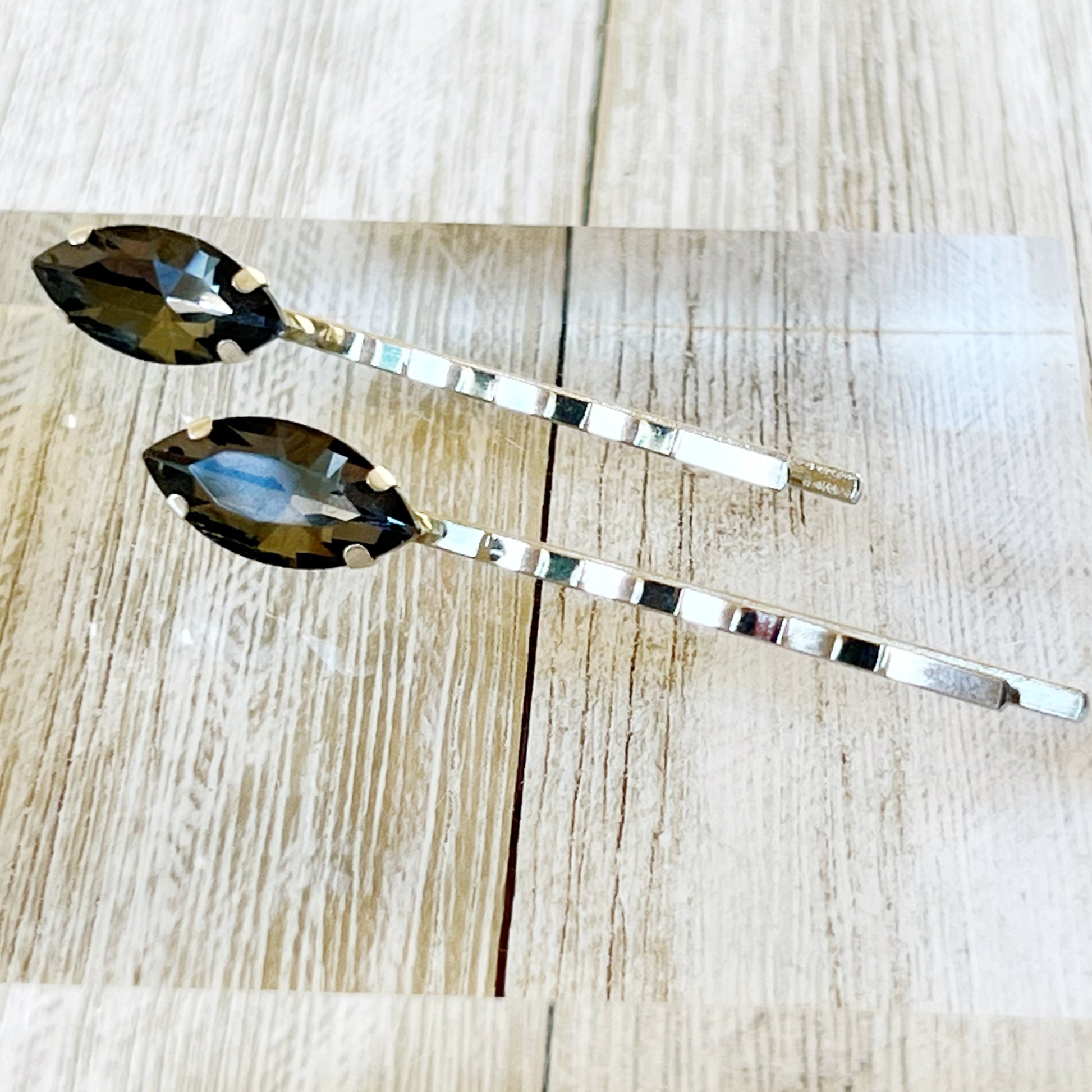 Gray Rhinestone Hair Pins - Elegant and Versatile Hair Accessories