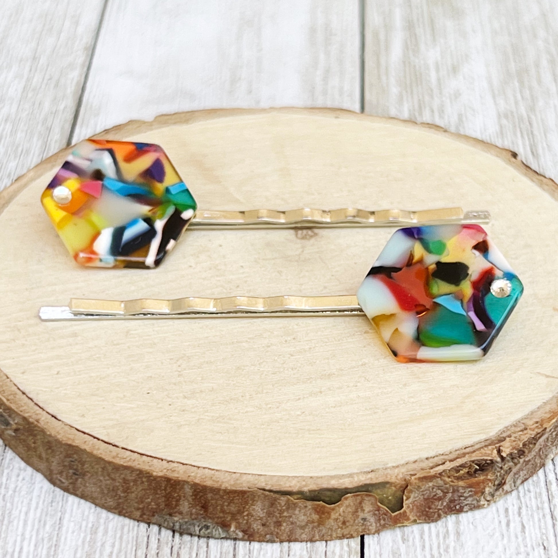 Multi Color Acrylic Hair Pins, Acrylic Hair Pins, Retro Vintage Hair Clips, Womans Hair Pins, Womens Hair Clips