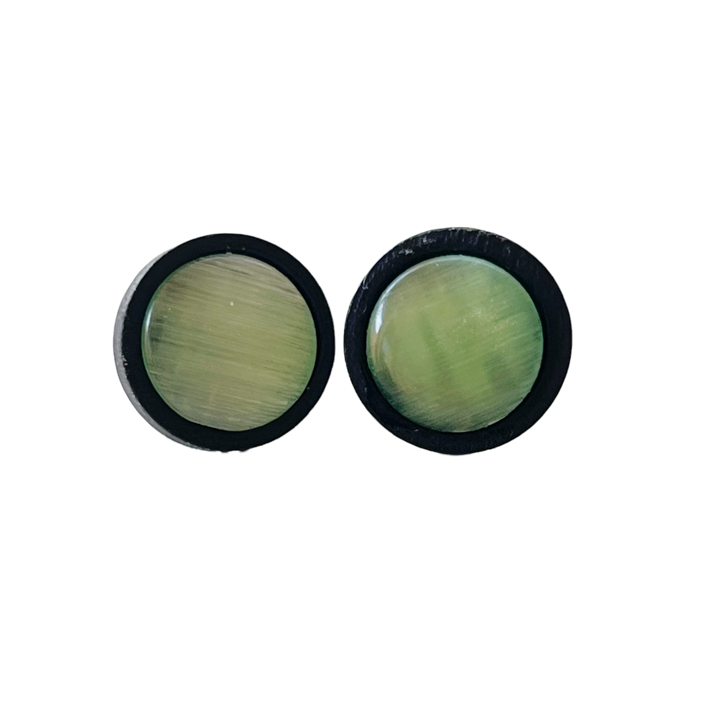 Green Glass Black Wood Unisex Stud Earrings - Stylish & Versatile Accessories