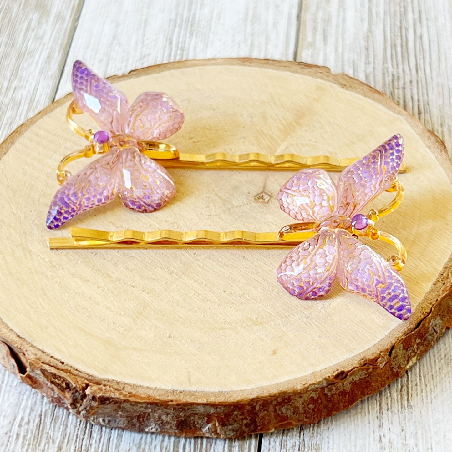 Purple & Gold Butterfly Hair Pins