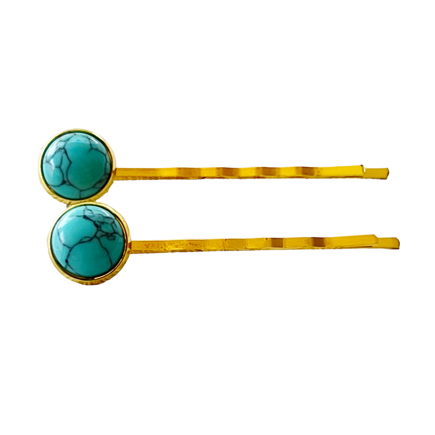 Turquoise Hair Pins - Western Cowgirl Decorative Gold Bobby Pin, Women's Southwestern Hair Accessories