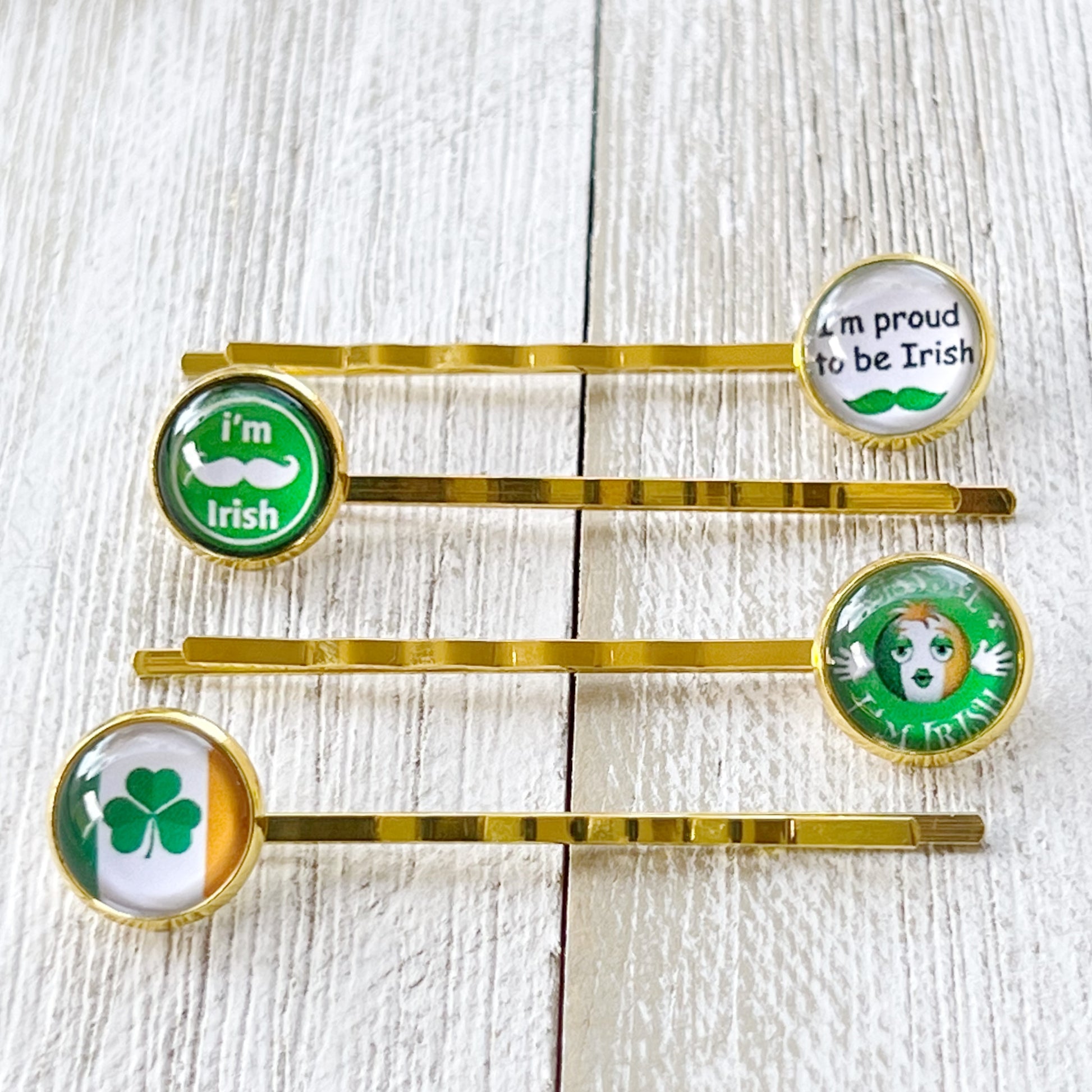 St. Patrick's Day Hair Pins with Funny Sayings: Festive Accessories