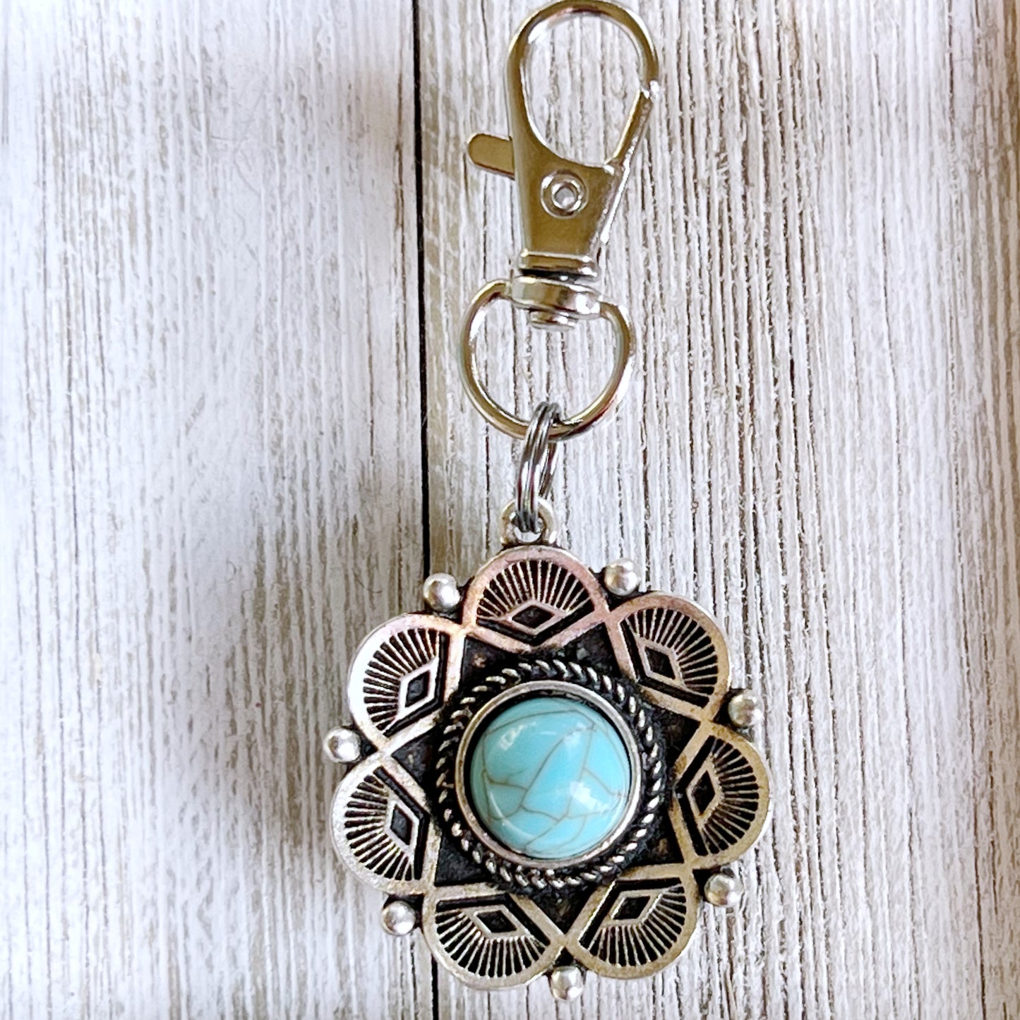 Western Turquoise Zipper Pull Handbag Charm