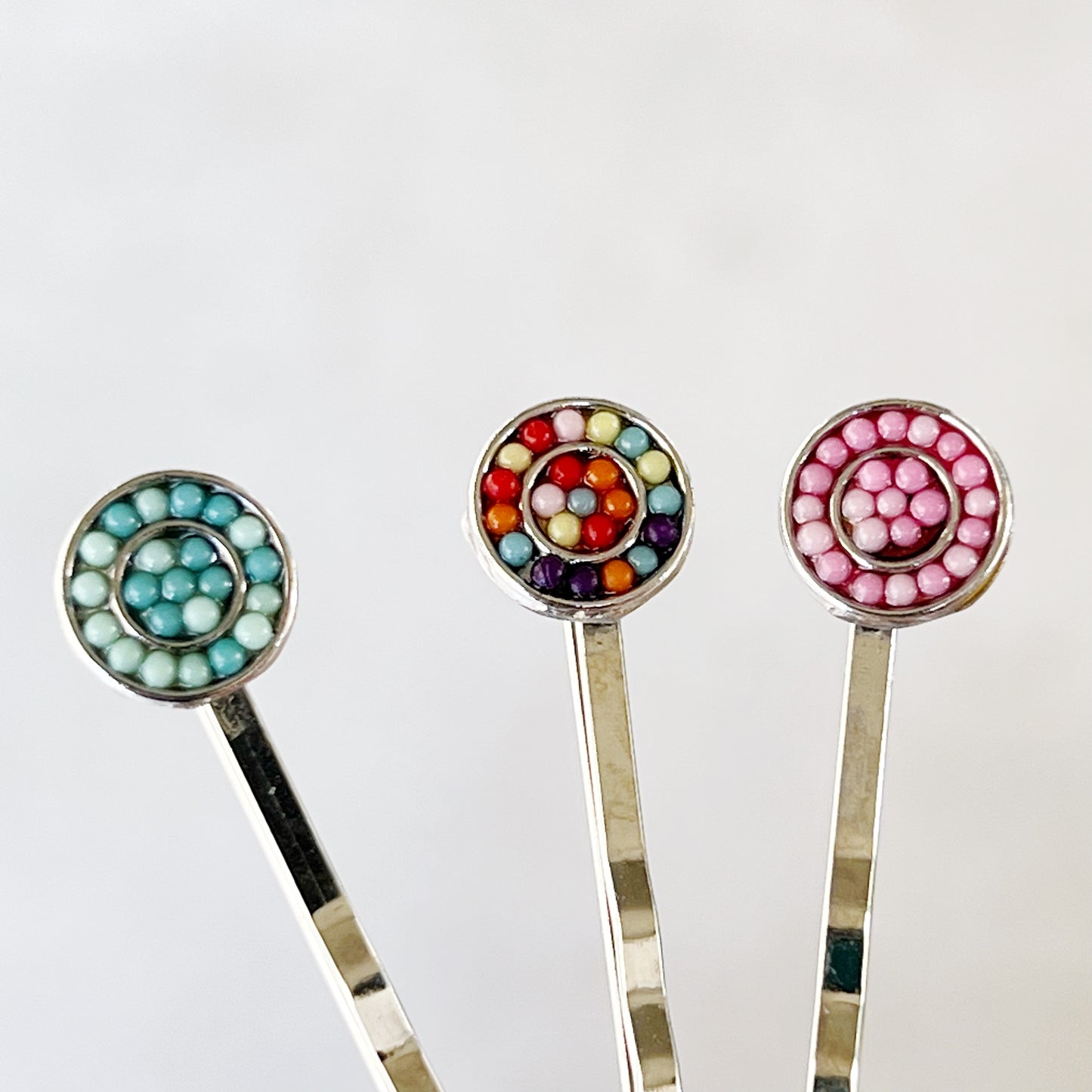 Set of 3 Seed Bead Hair Pins: Colorful & Versatile Hair Accessories