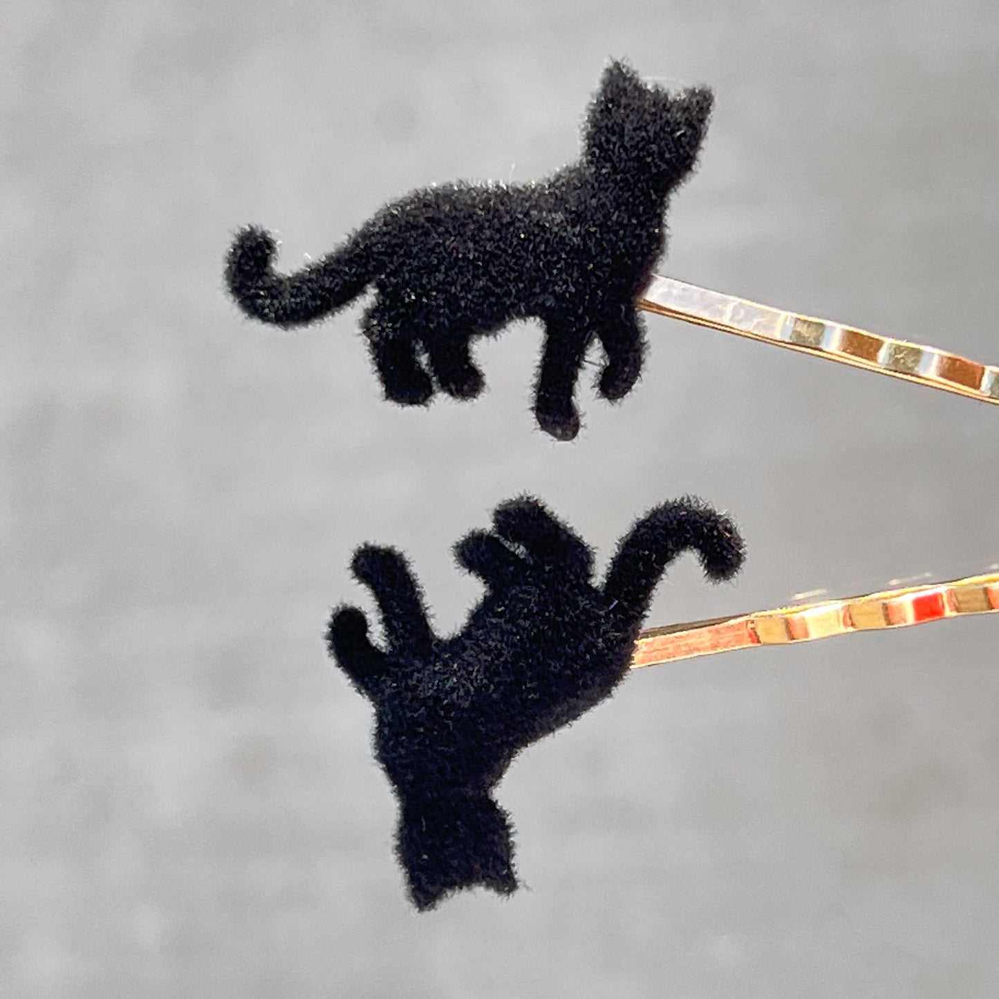 Black Felted Cat Hair Pins - Quirky Accessories for Feline-Inspired Hairstyles