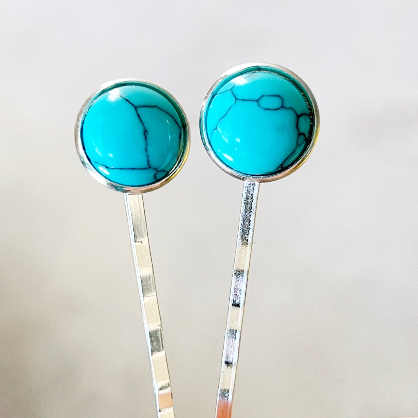 Boho Western Turquoise Silver Hair Pins - Stylish Accessories with a Western Flair