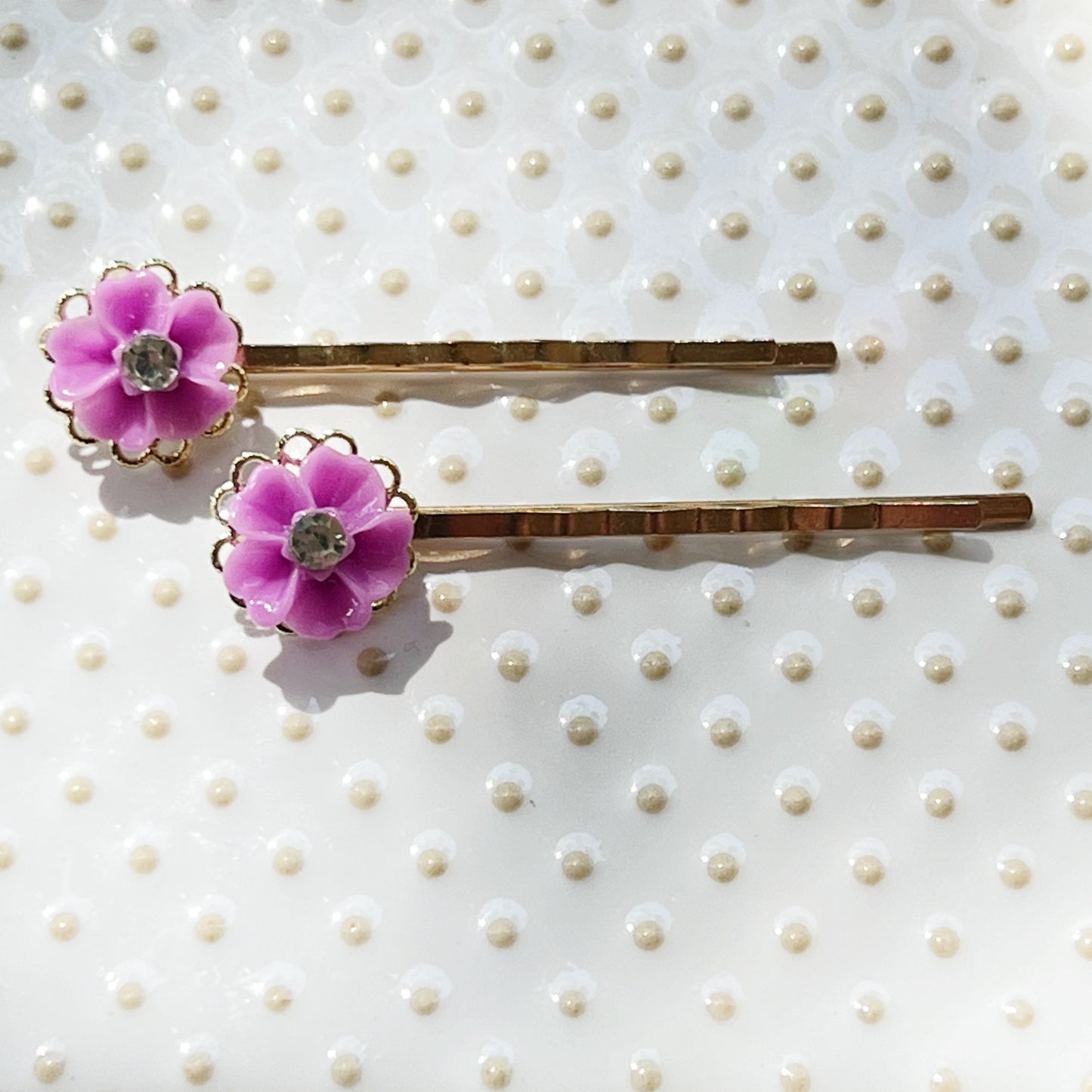 Purple Rhinestone Flower Hair Pins, Hair Pins For Woman, Purple Bobby Pins, Decorative Bobby Pin, Womans Hair Clip, Floral Wedding Hair Pins