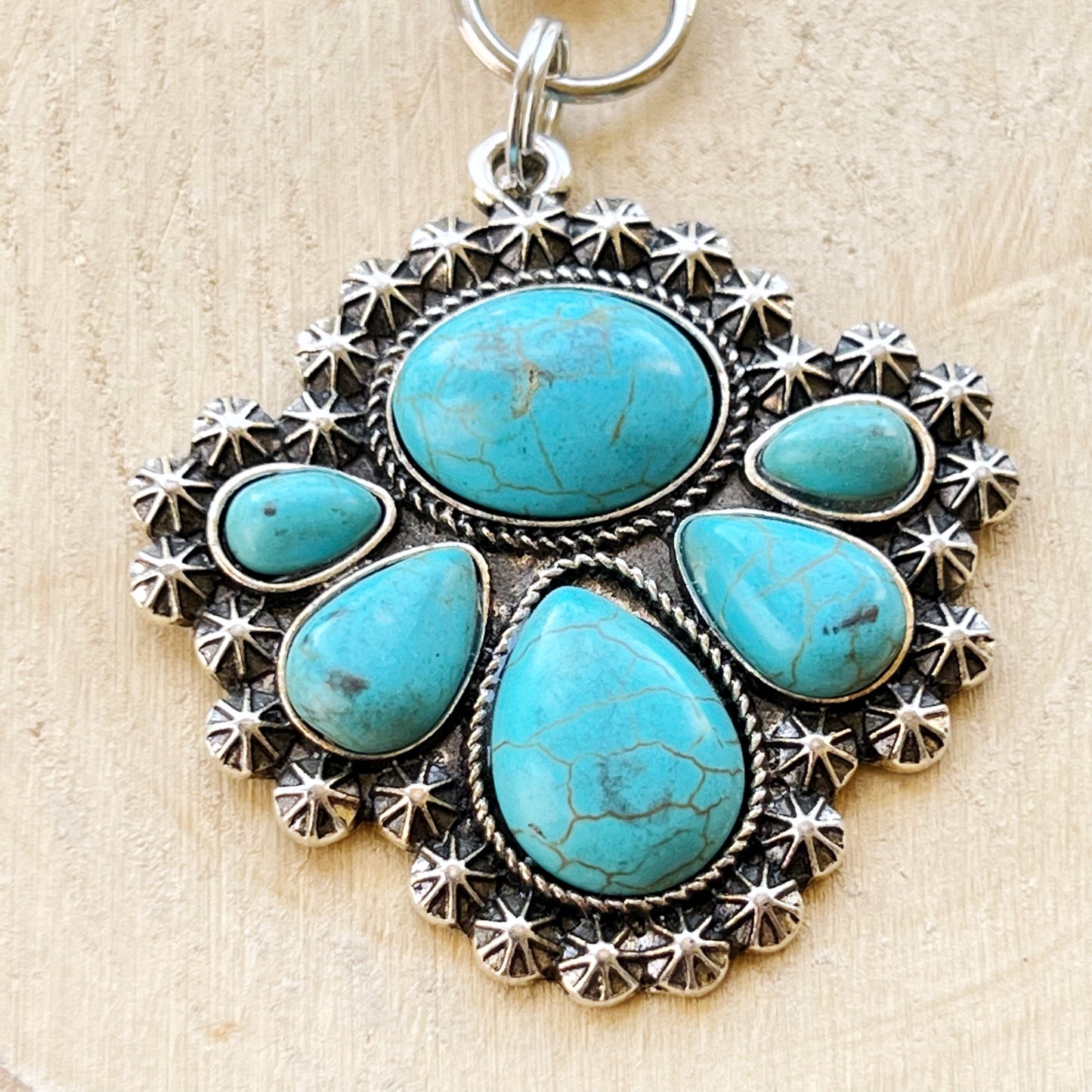 Turquoise Western Zipper Pull Handbag Charm