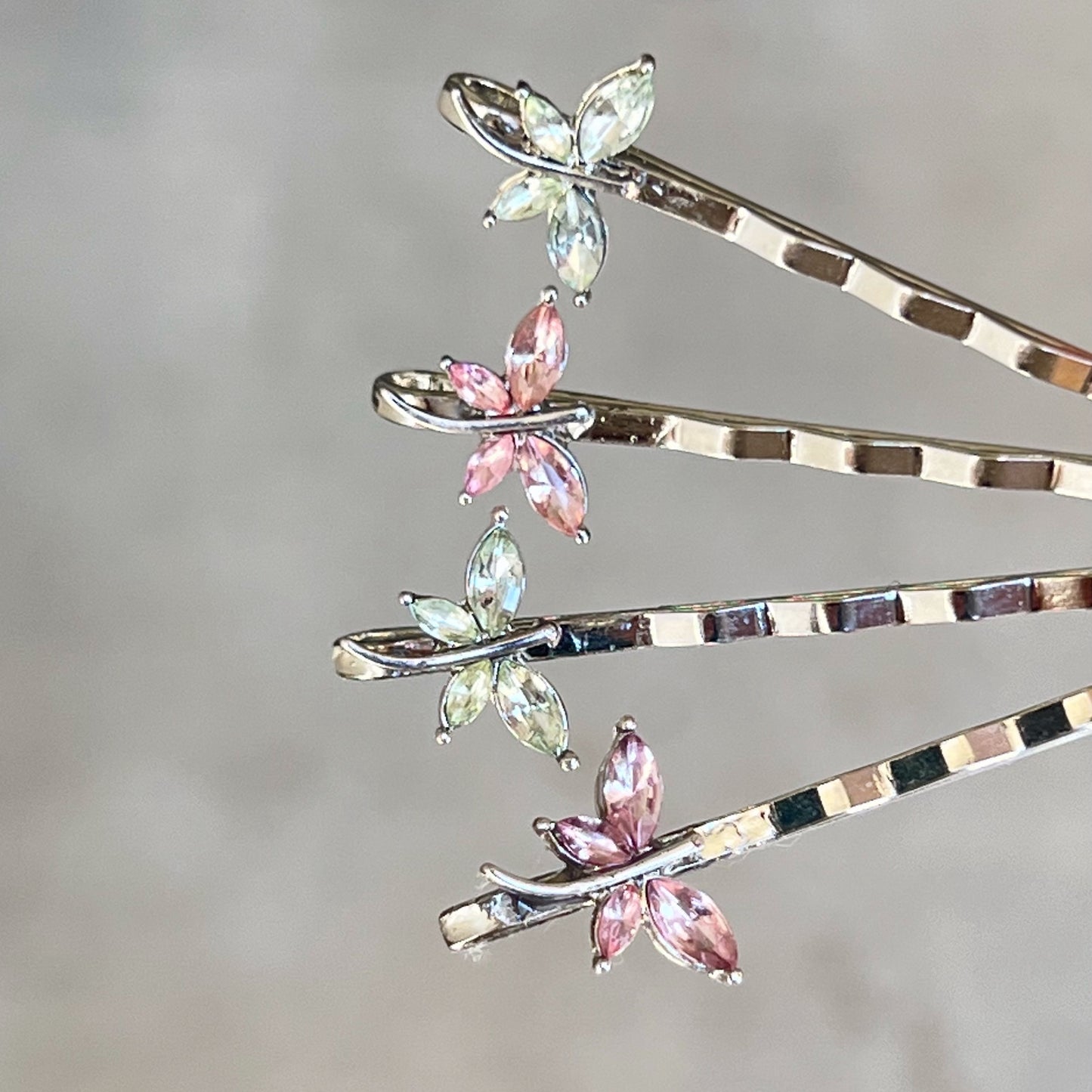 Light Green and Pink Dragonfly Hair Pin, Hair Pins For Woman, Womens Hair Clip, Womens Bobby Pins, Dragonfly Bobby Pin, Rhinestone Hair Pin