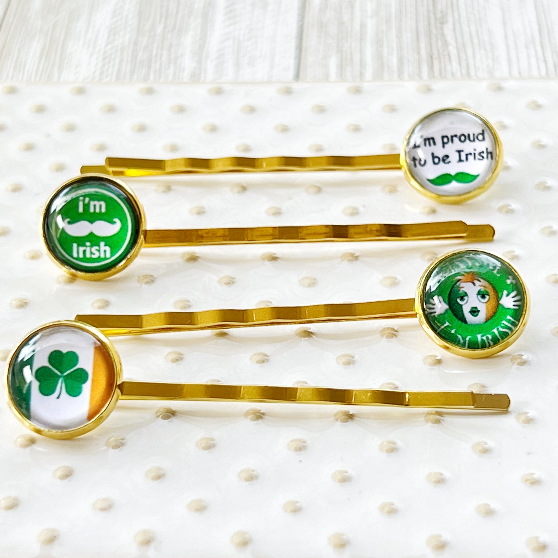 St. Patrick's Day Hair Pins with Funny Sayings: Festive Accessories