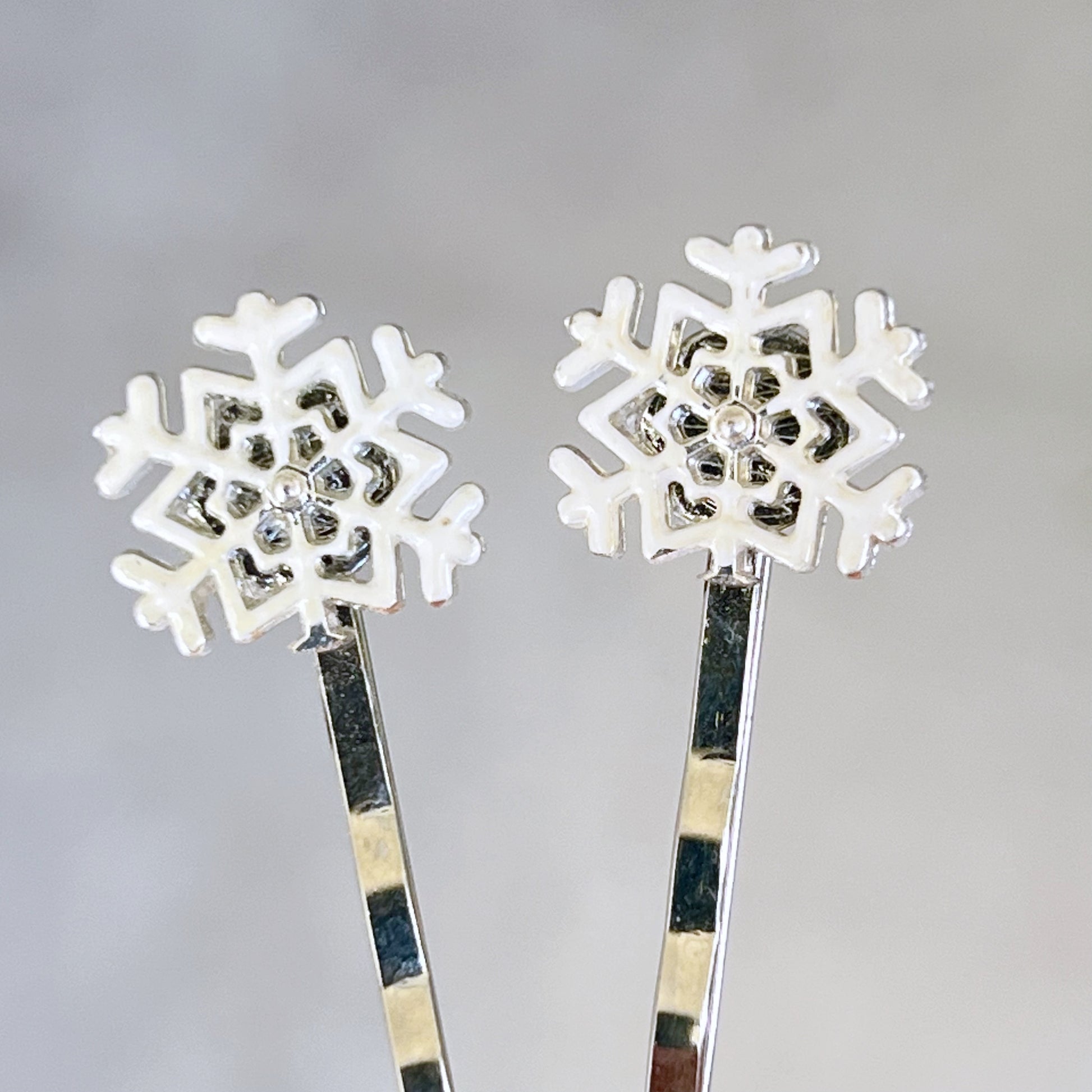 White Silver Snowflake Hair Pin
