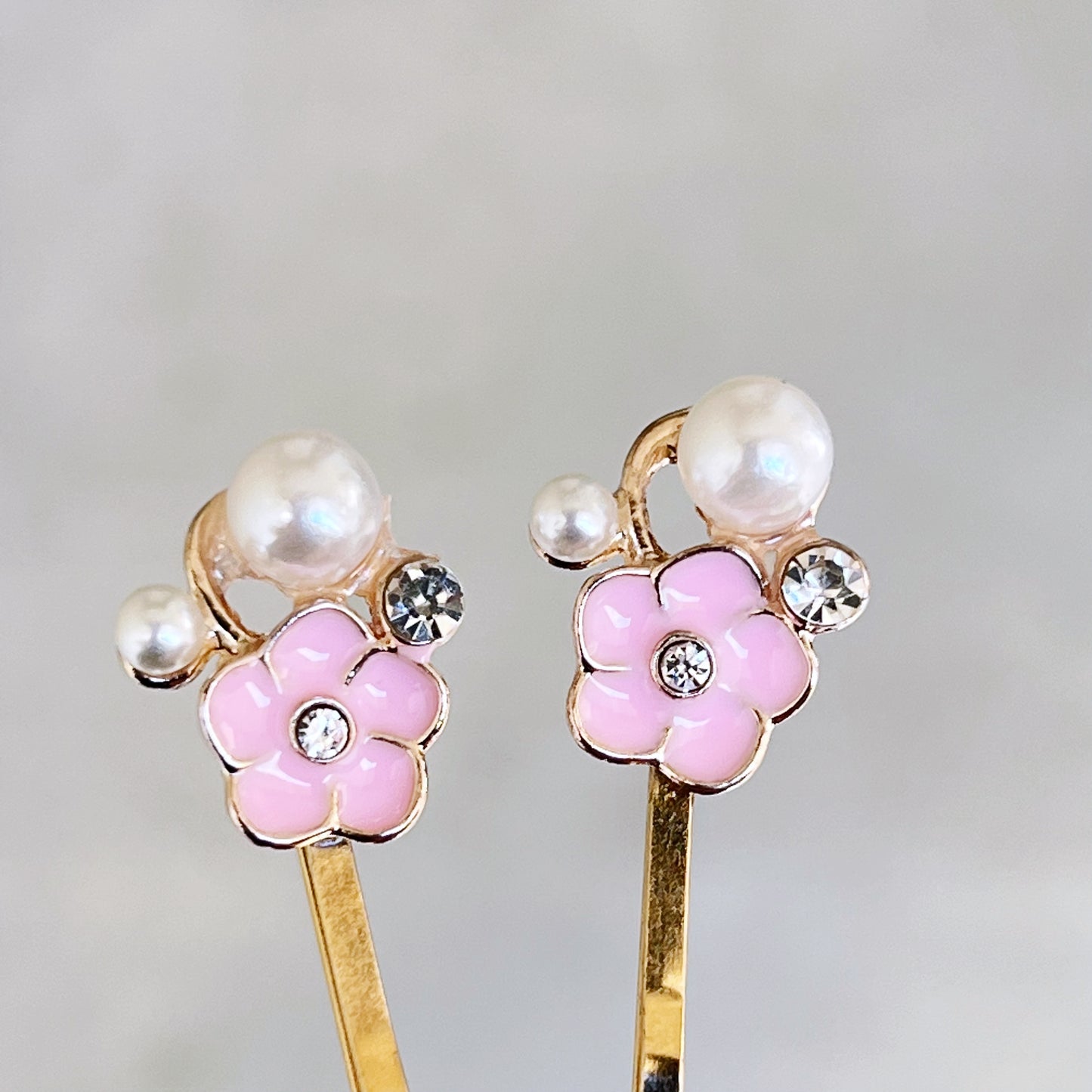 Pink Pearl & Rhinestone Flower Hair Pins: Decorative Boho Accessories for Women