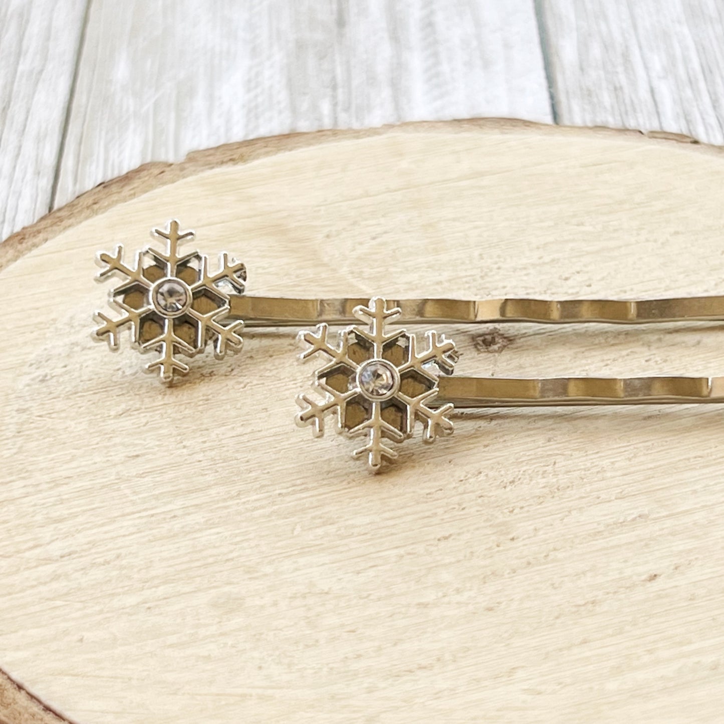 Silver Rhinestone Snowflake Hair Pin