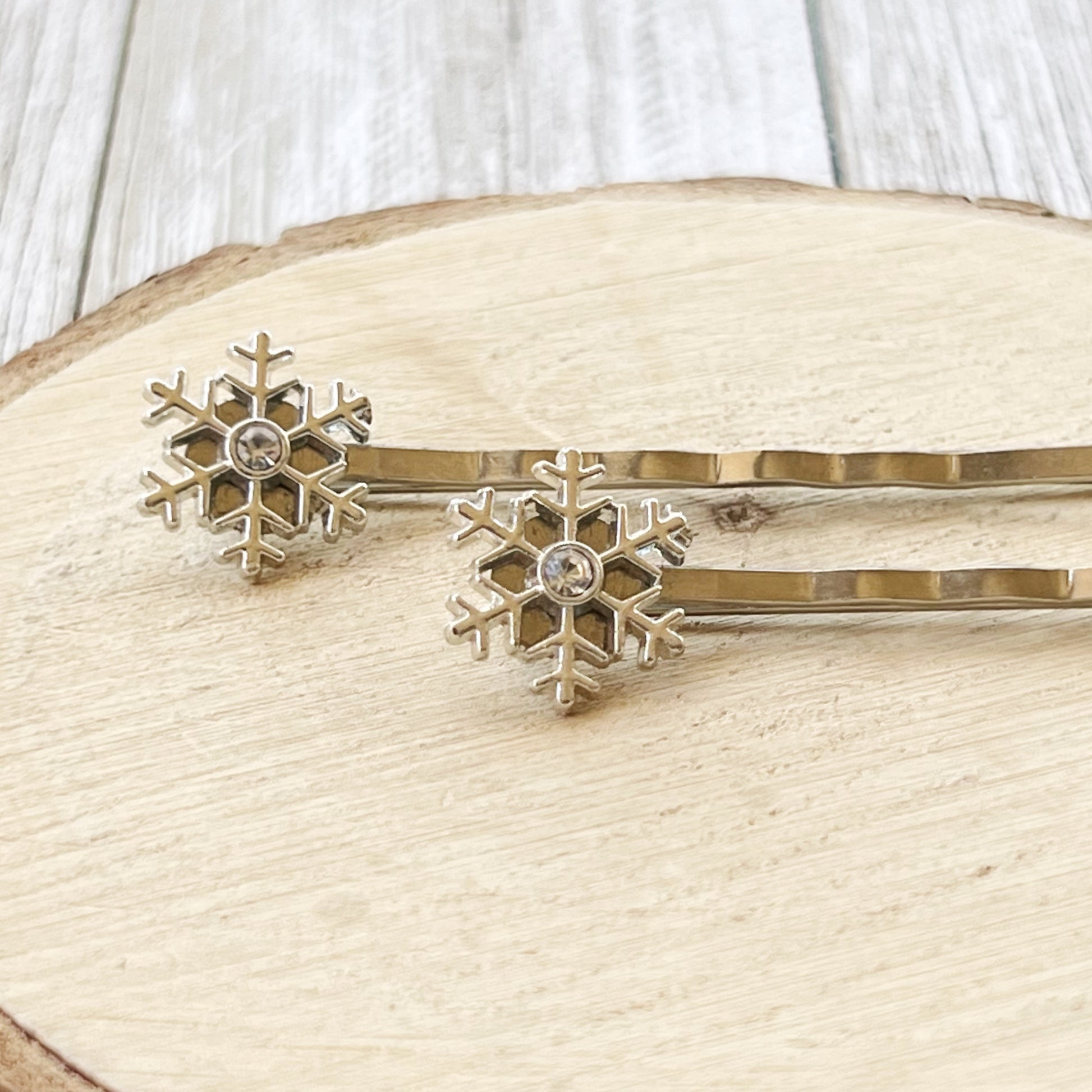 Silver Rhinestone Snowflake Hair Pin