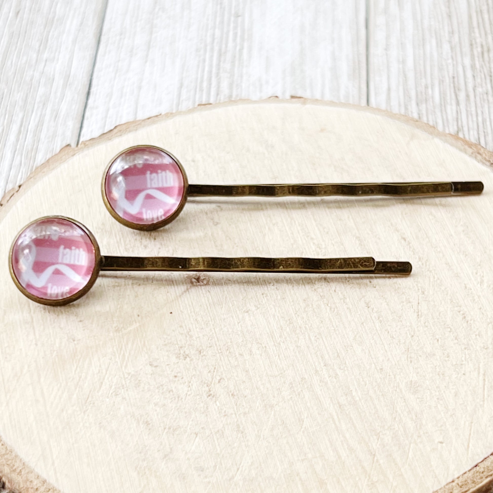 Breast Cancer Awareness Ribbon Hair Pins - Supportive and Stylish Accessories