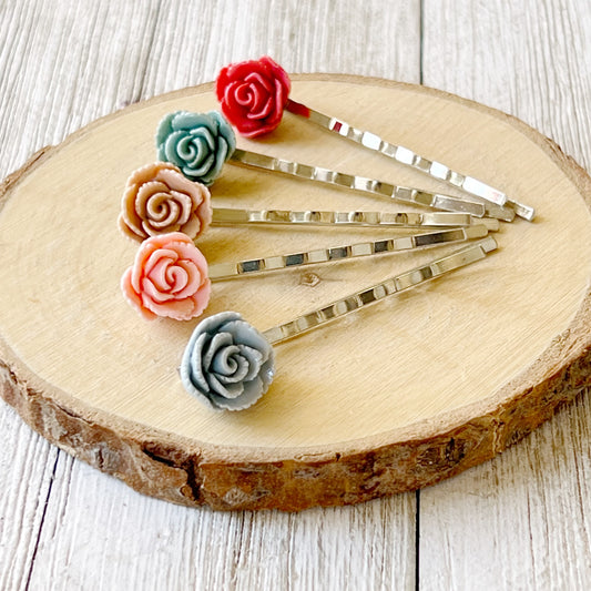 Floral Bobby Pin, Flower Hair Pin Wedding Hair Piece Embellished Boho Hair Pin Bridal Hair Accessory