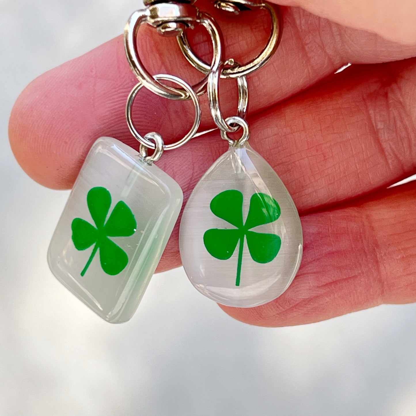 Shamrock Clover Leaf Zipper Pull Keychain Charm