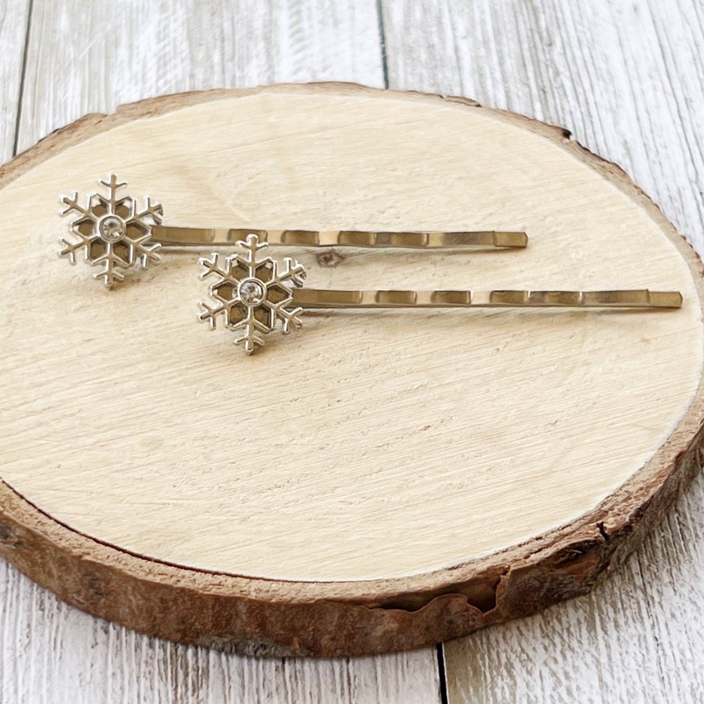 Silver Rhinestone Snowflake Hair Pin