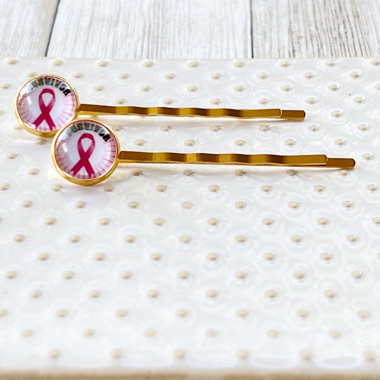 Breast Cancer Awareness Ribbon Hair Pins - Supportive and Stylish Accessories