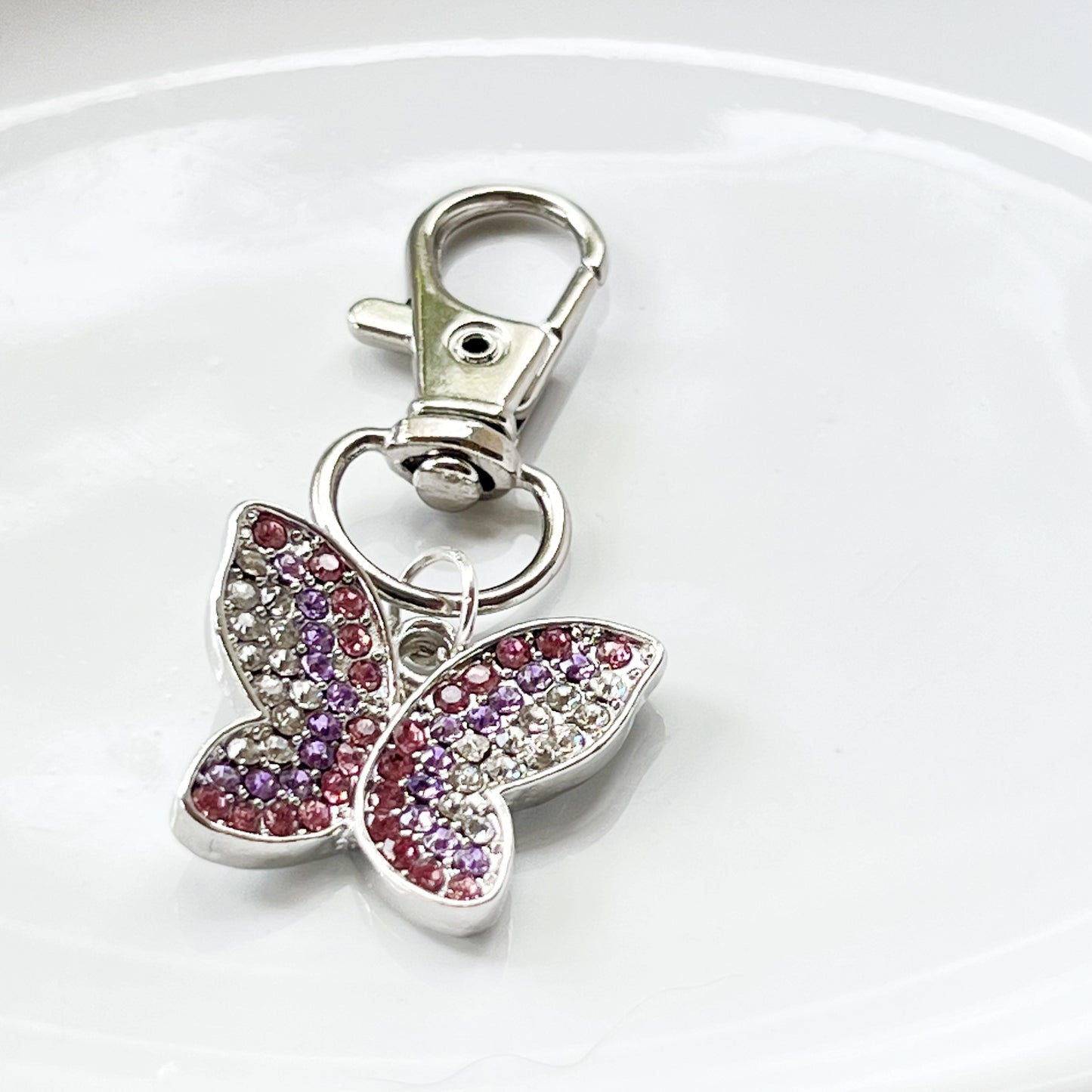 Purple & Pink Butterfly Purse Charm: Elegant & Whimsical Accessory