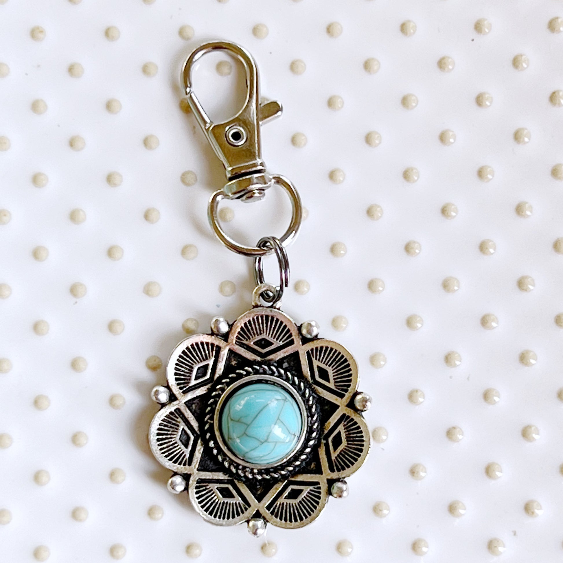 Western Turquoise Zipper Pull Handbag Charm