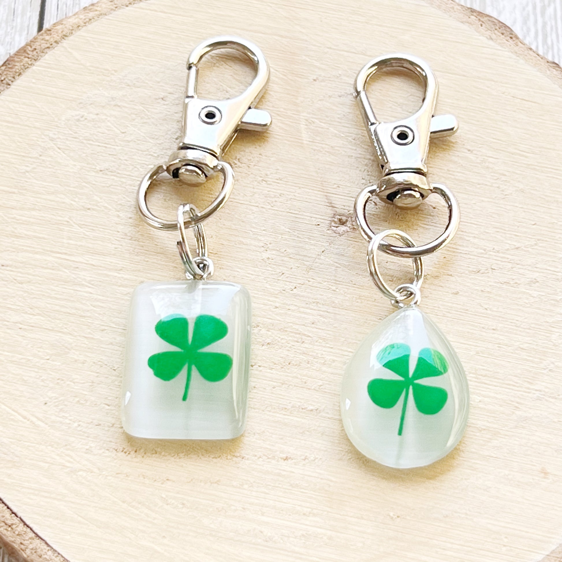 Shamrock Clover Leaf Zipper Pull Keychain Charm