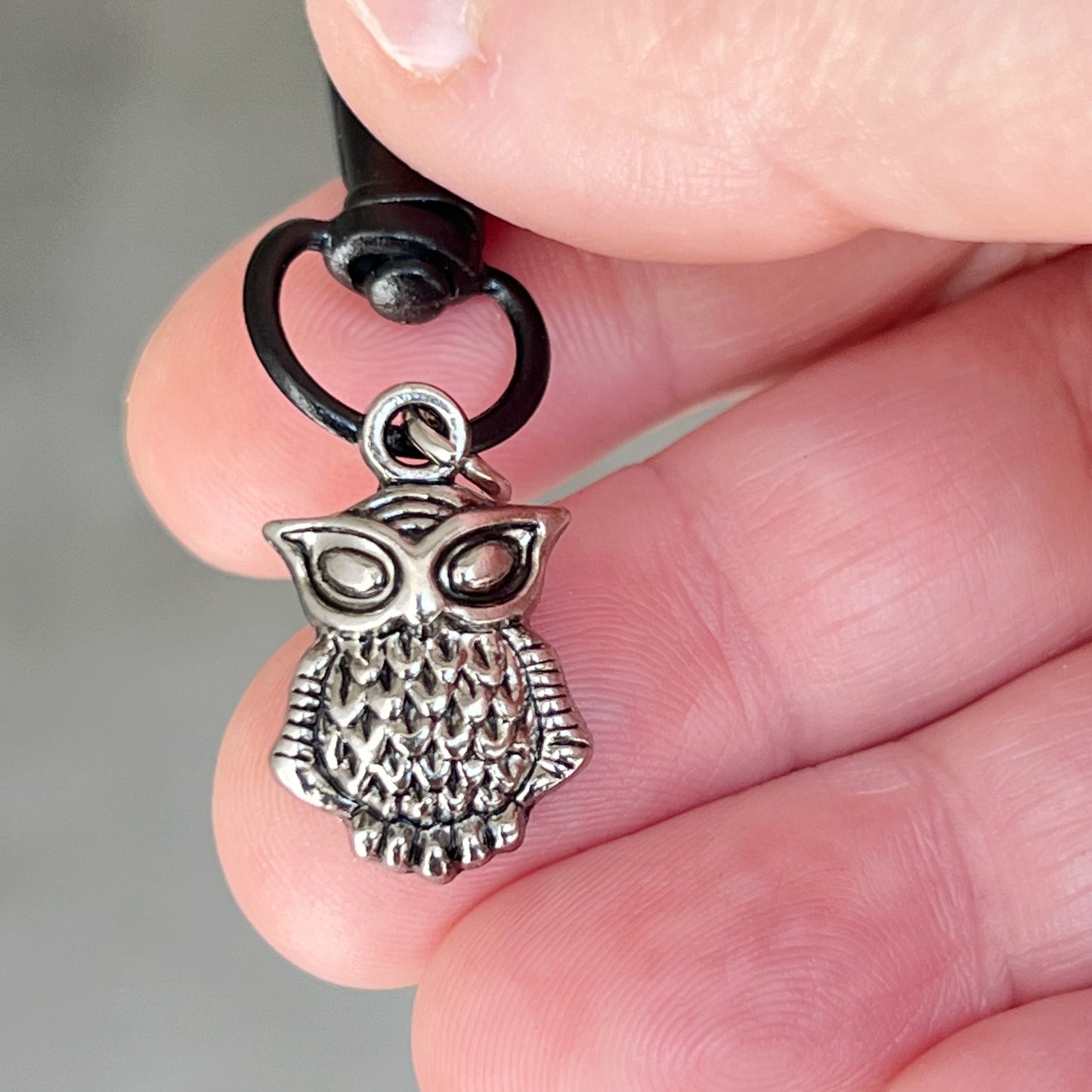 Set of 3 Silver Owl Purse Charms with Rhinestone Accents