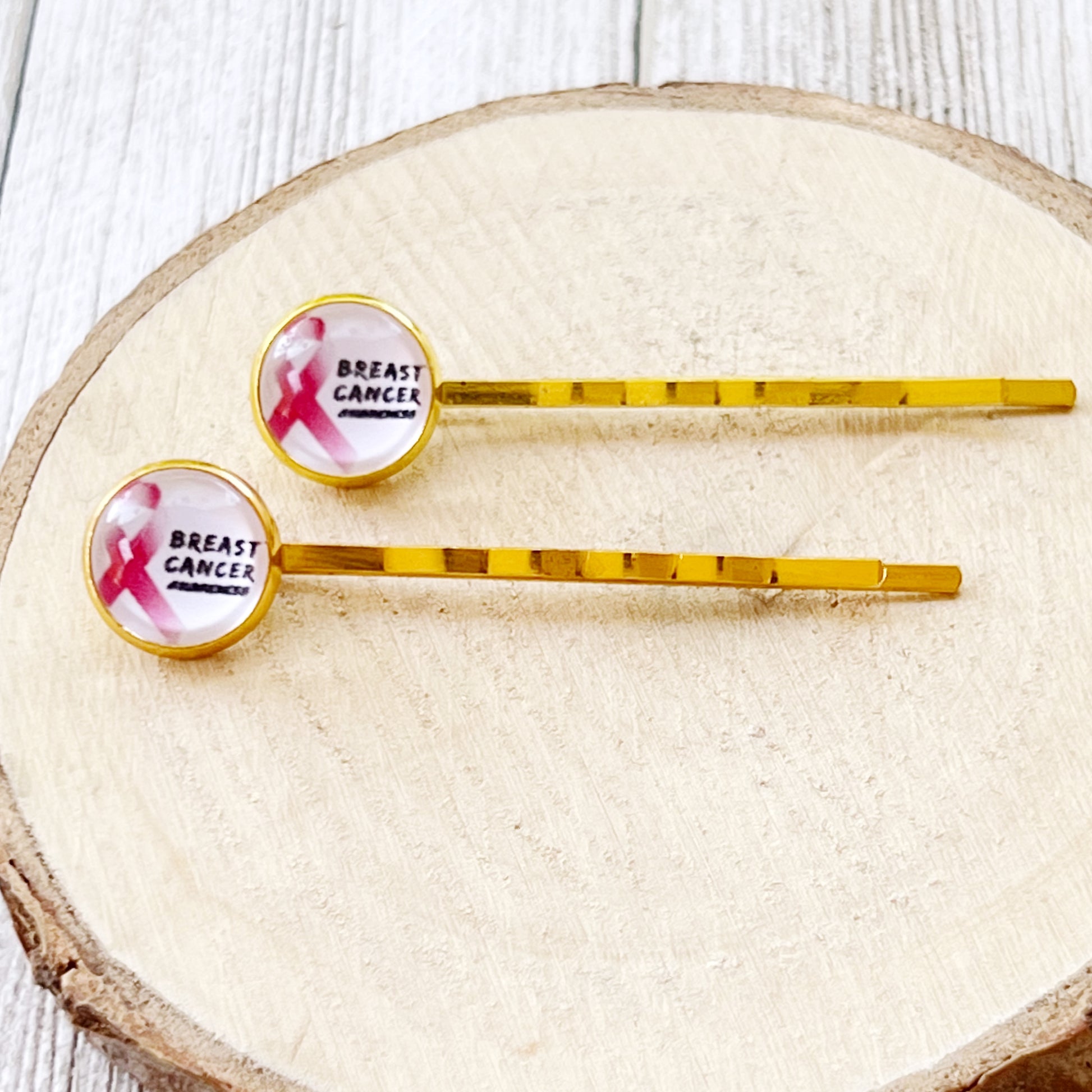 Breast Cancer Awareness Ribbon Hair Pins - Supportive and Stylish Accessories