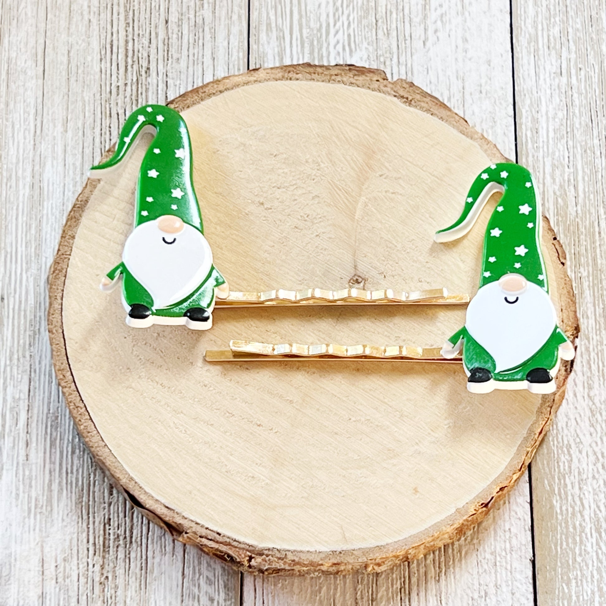 Green Gnome Christmas Hair Pins