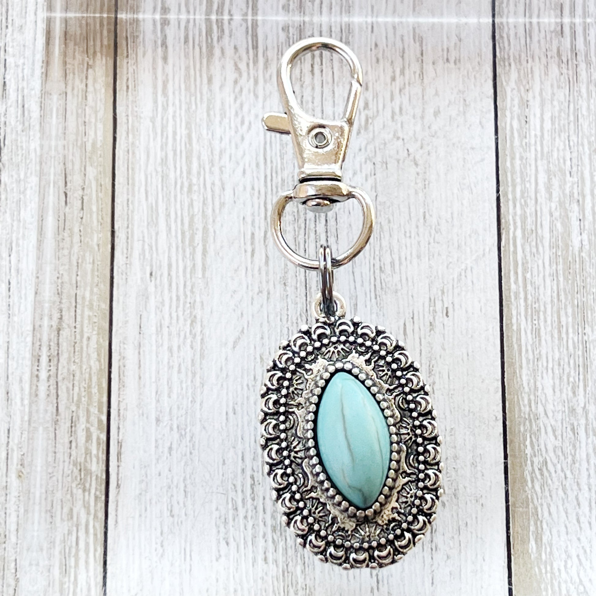 Turquoise Western Zipper Pull Handbag Charm