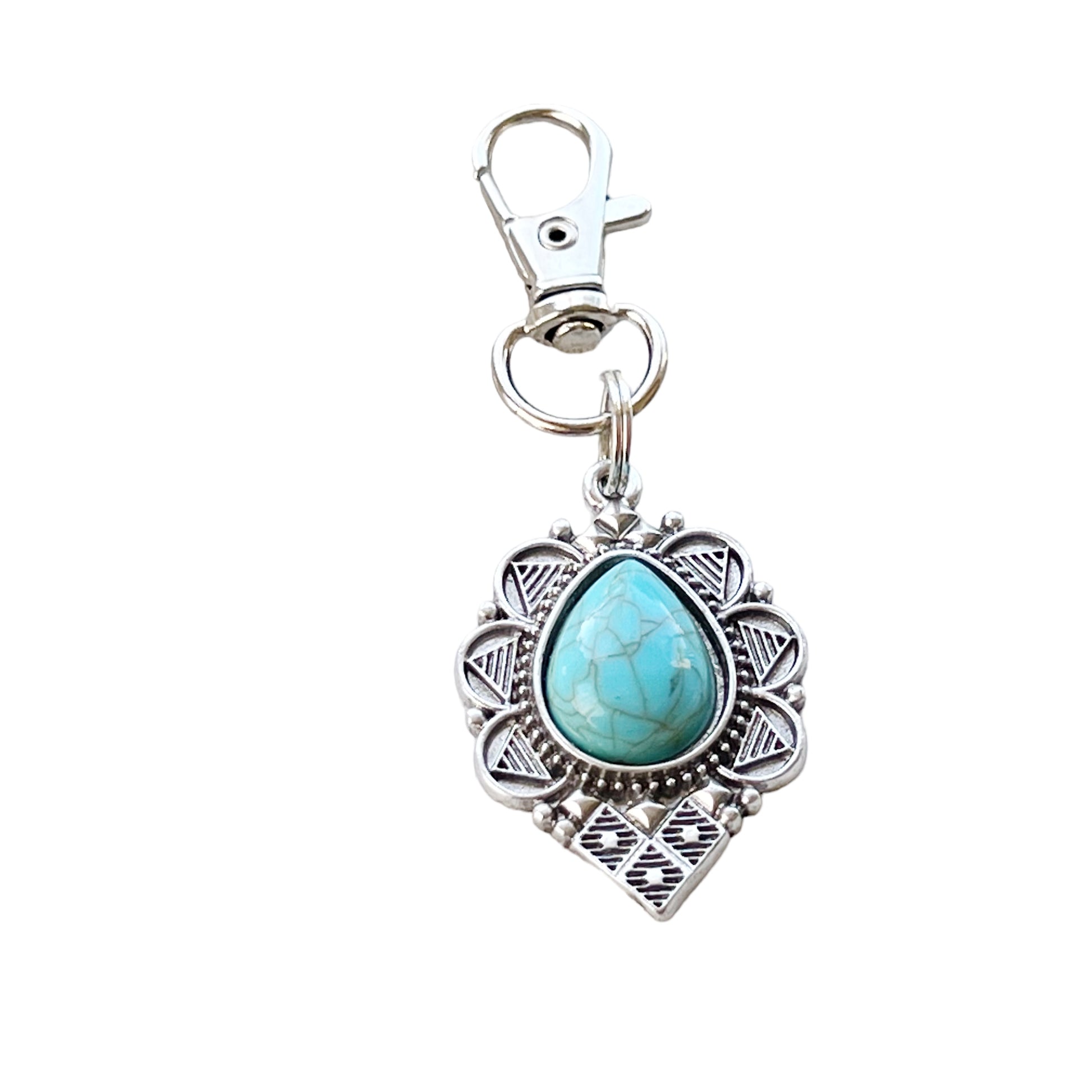 Turquoise Western Zipper Pull Handbag Charm