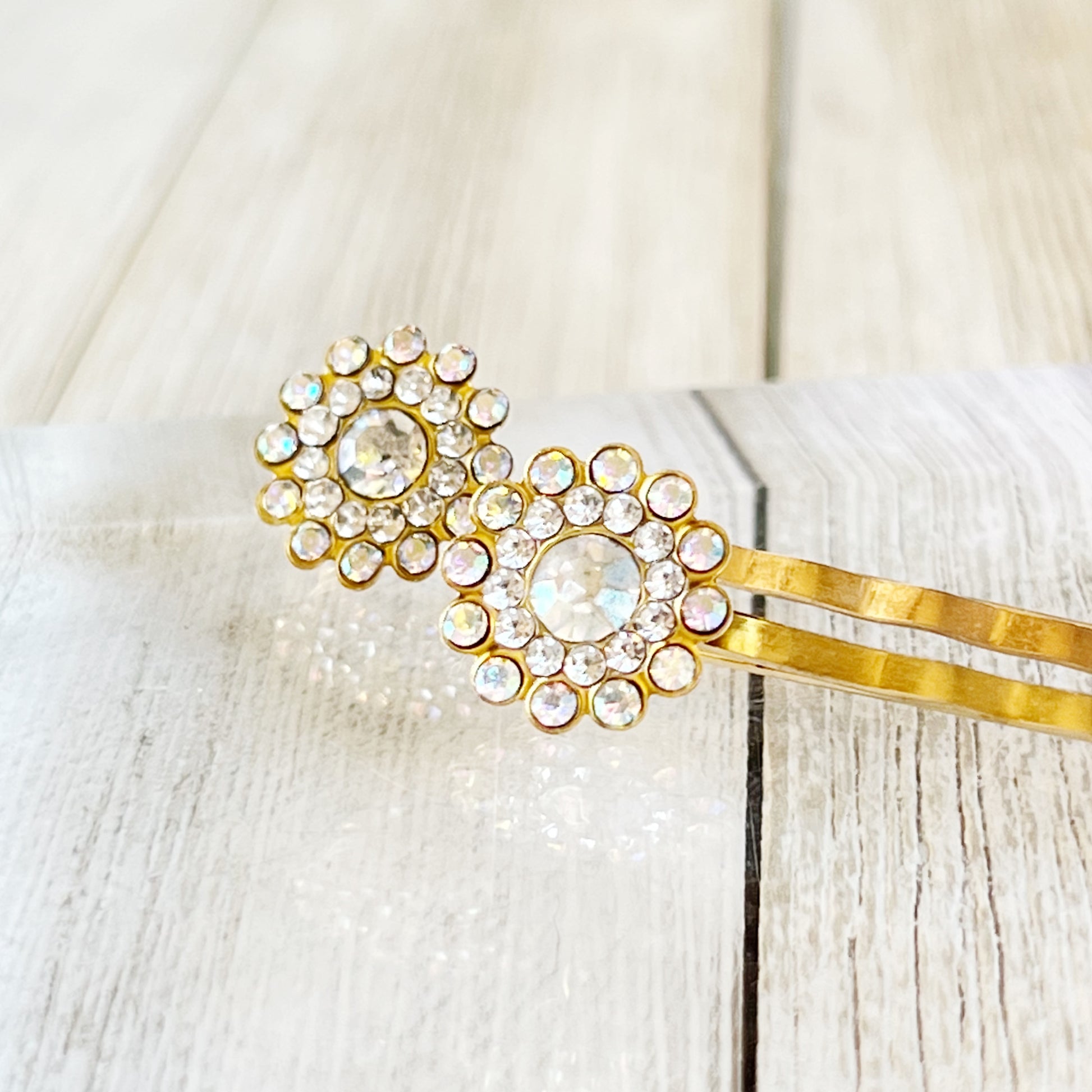 Rhinestone Flower Hair Pins