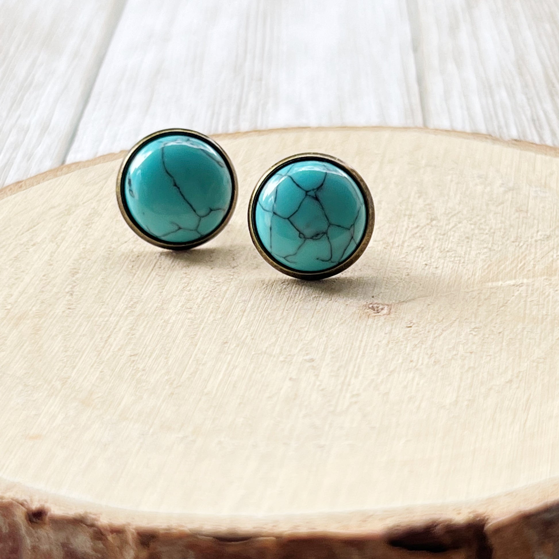 Turquoise 12mm Stud Earrings