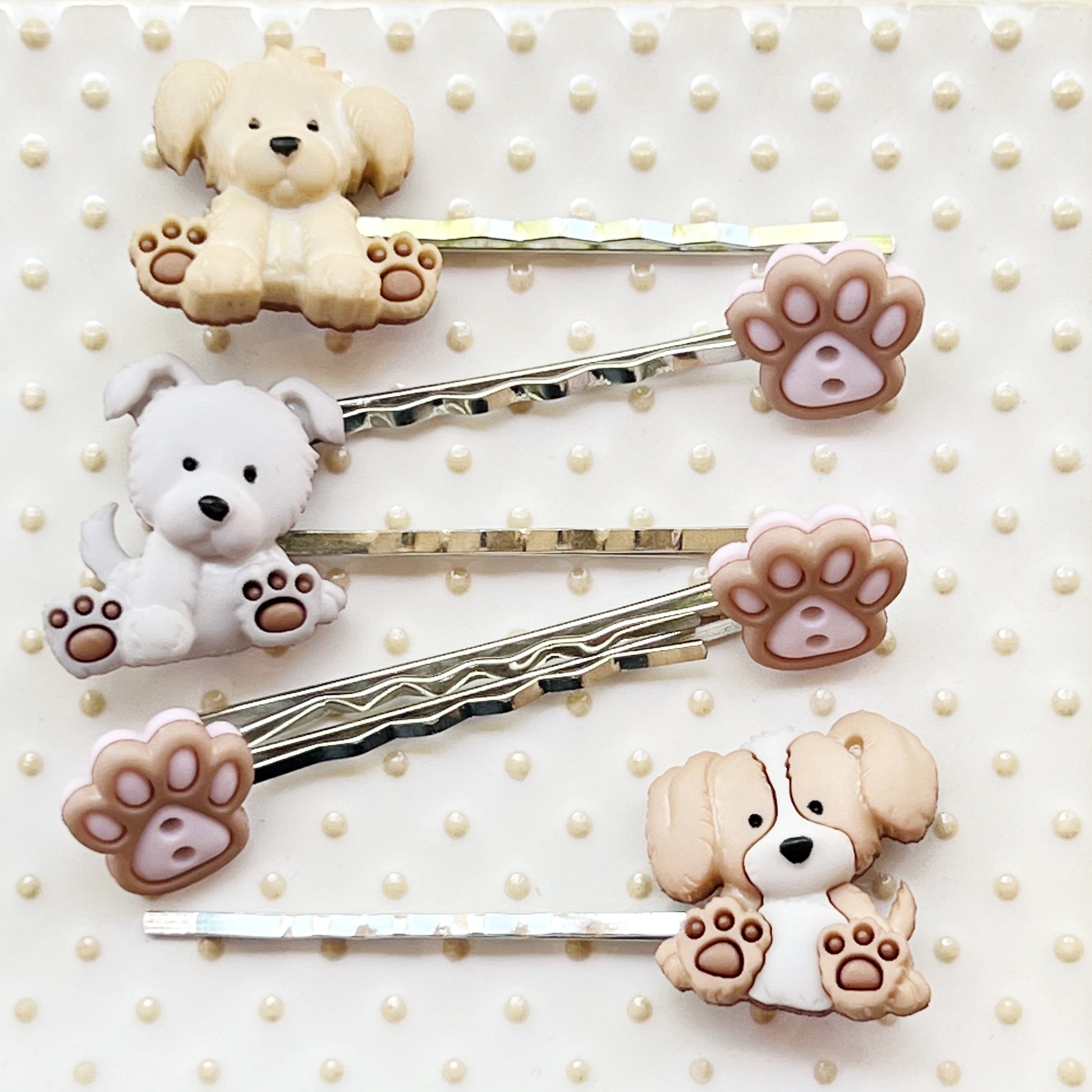 Set of 6 Dog & Paw Print Hair Pins: Adorable Accessories for Pet Lovers