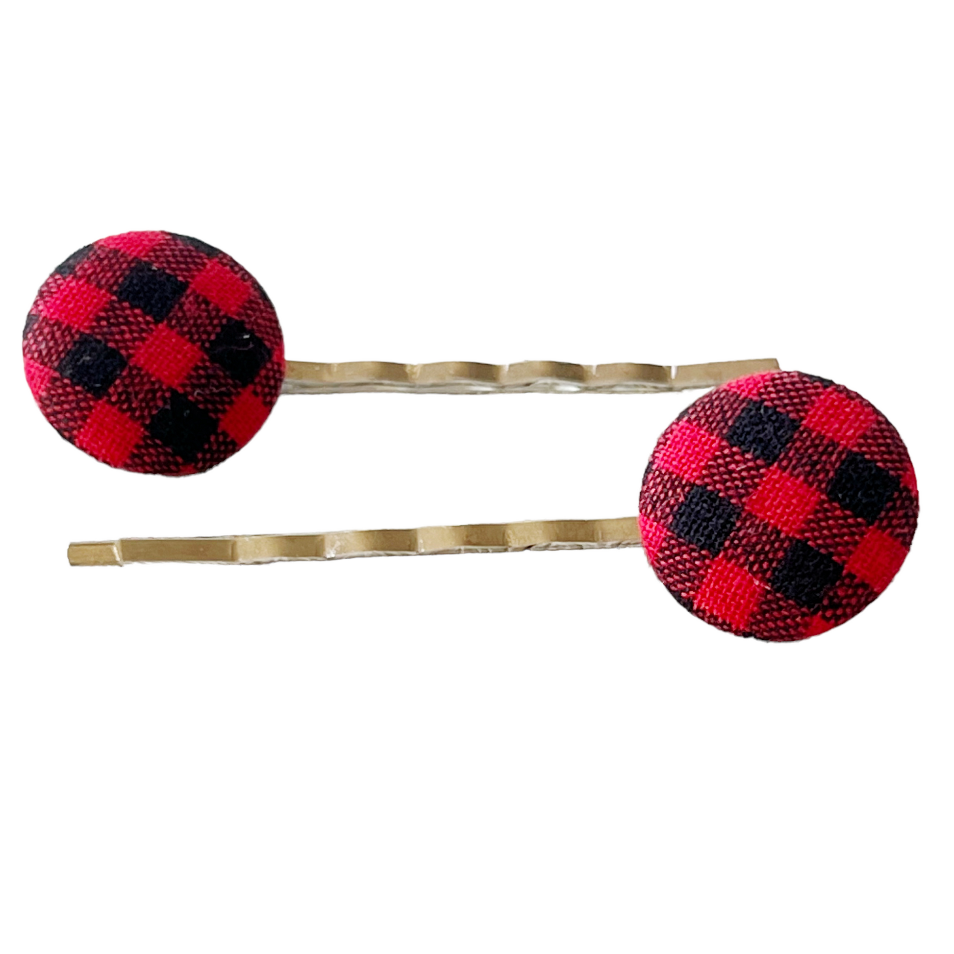 Red Buffalo Plaid Christmas Holiday Bobby Pins