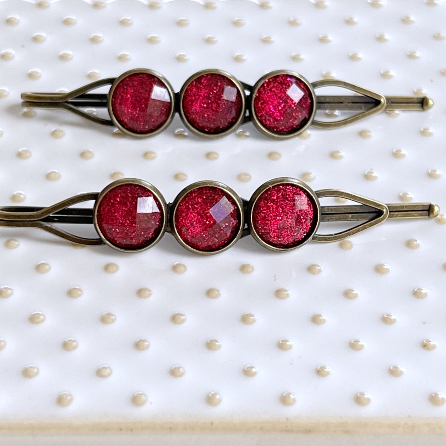 Hot Pink Rhinestone Hair Pins