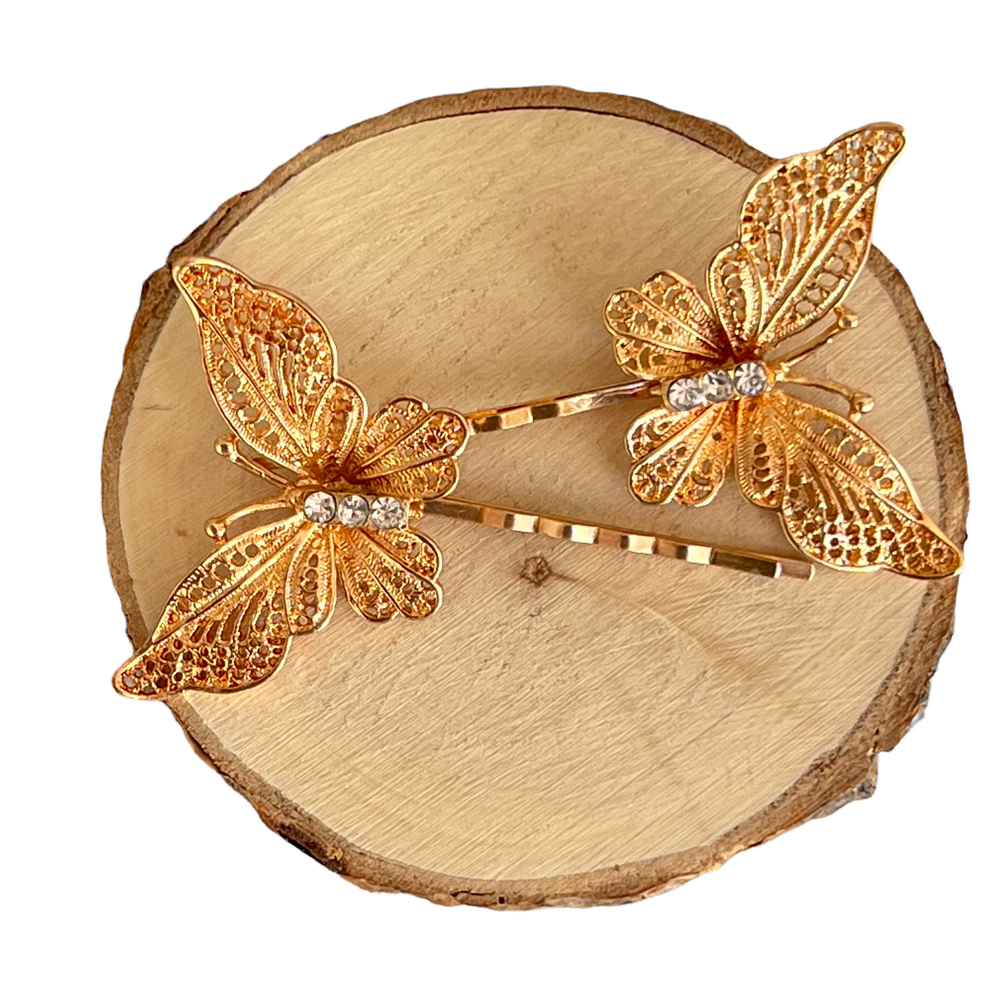 Gold Filigree Butterfly Hair Pins - Elegant Accessories for Stylish Hairdos