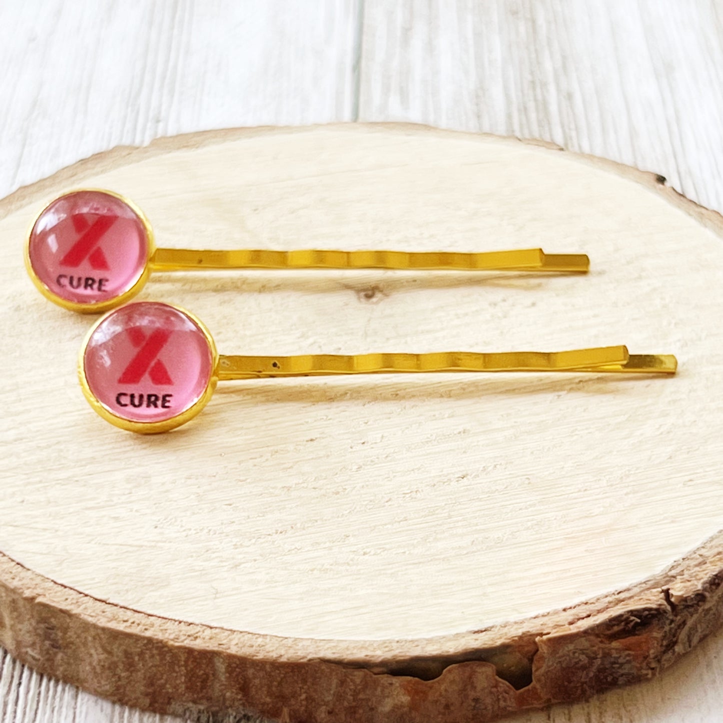 Breast Cancer Awareness Ribbon Hair Pins - Show Your Support with Stylish Awareness Accessories