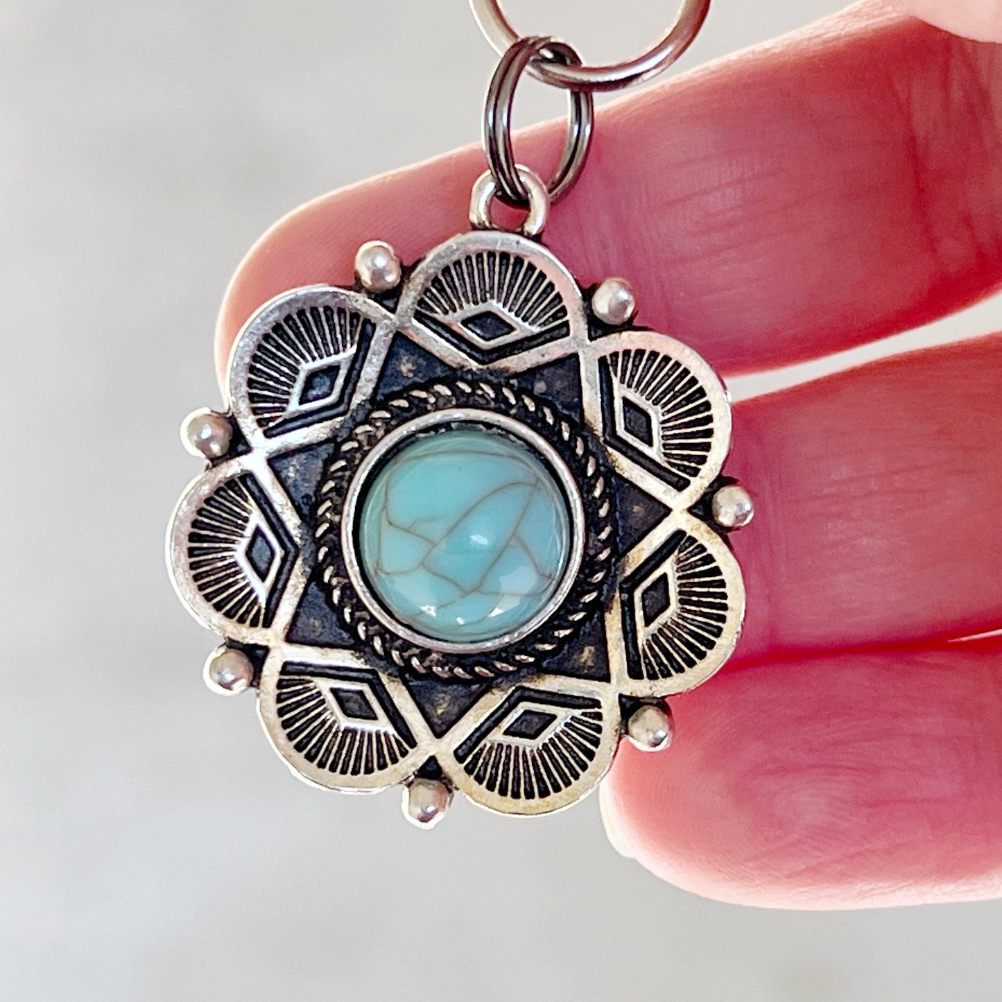 Western Turquoise Zipper Pull Handbag Charm