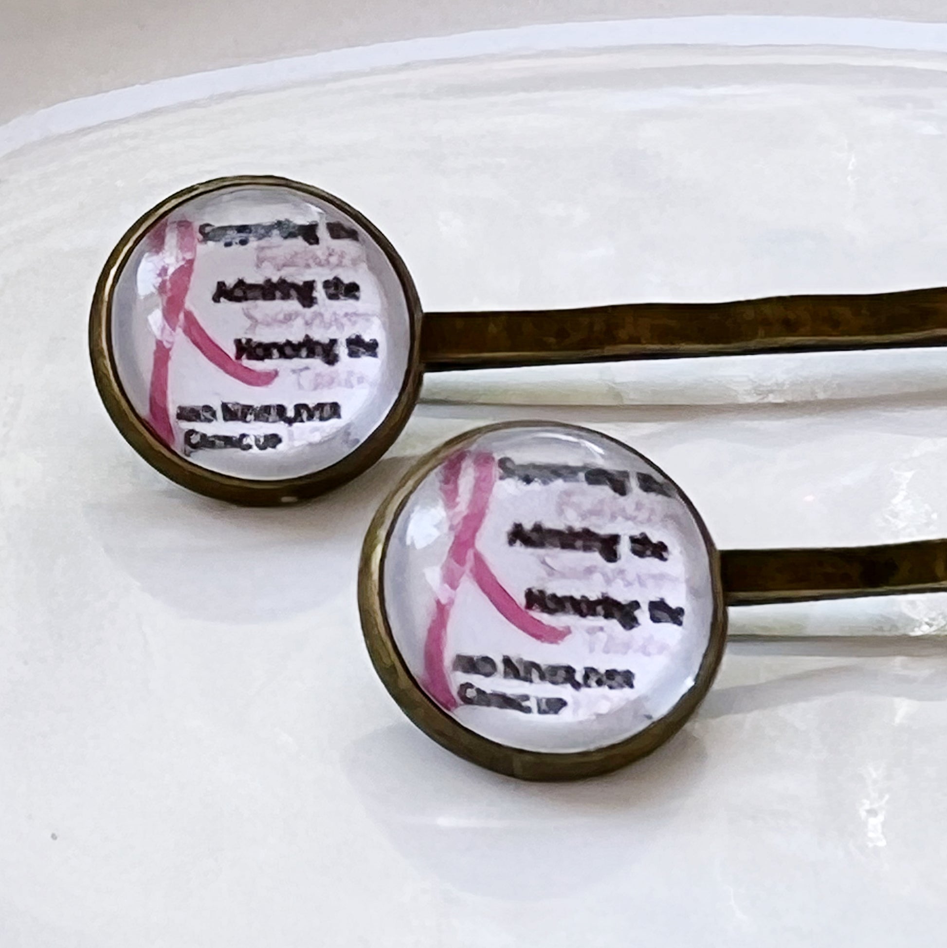 Breast Cancer Awareness Ribbon Hair Pins - Supportive and Stylish Accessories