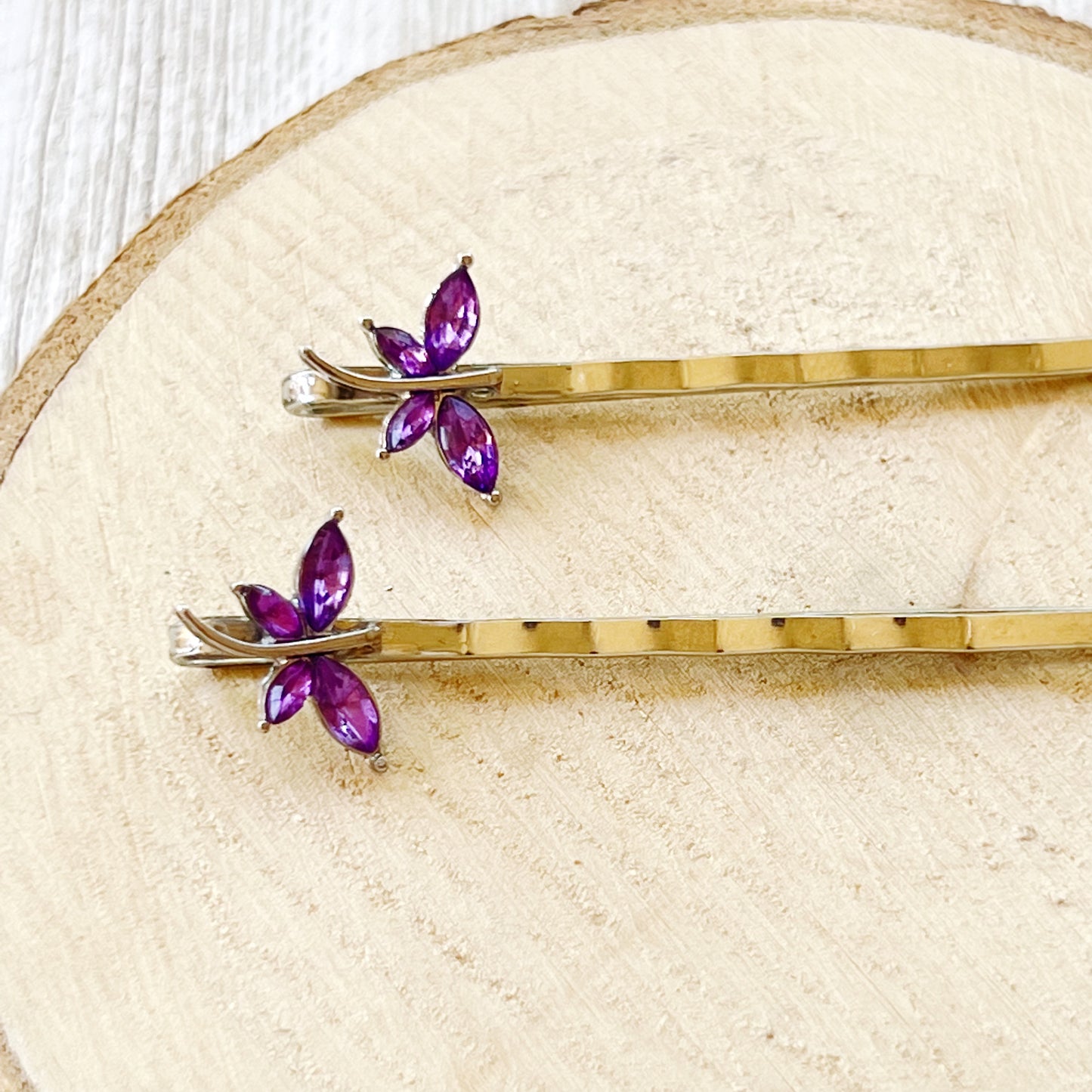 Purple Dragonfly Hair Pin, Hair Pins For Woman, Womens Hair Clip, Womens Bobby Pins, Dragonfly Bobby Pin, Rhinestone Hair Pin, Womans Barrettes