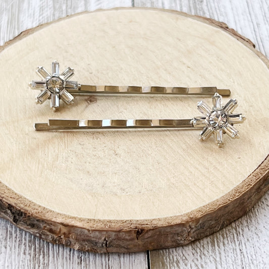 Rhinestone Snowflake Hair Pin