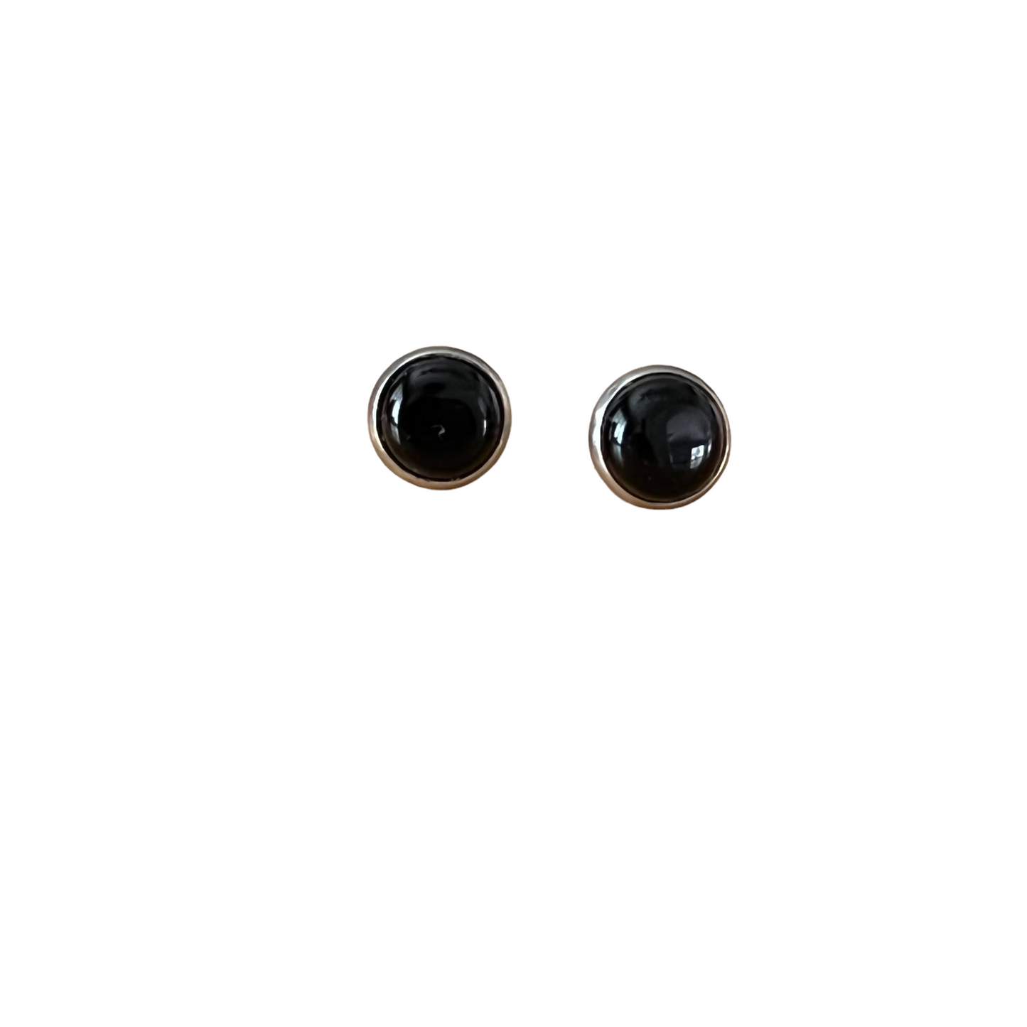 Black Onyx Agate 8mm Stainless Steel Stud Earrings - Stylish & Elegant Accessories