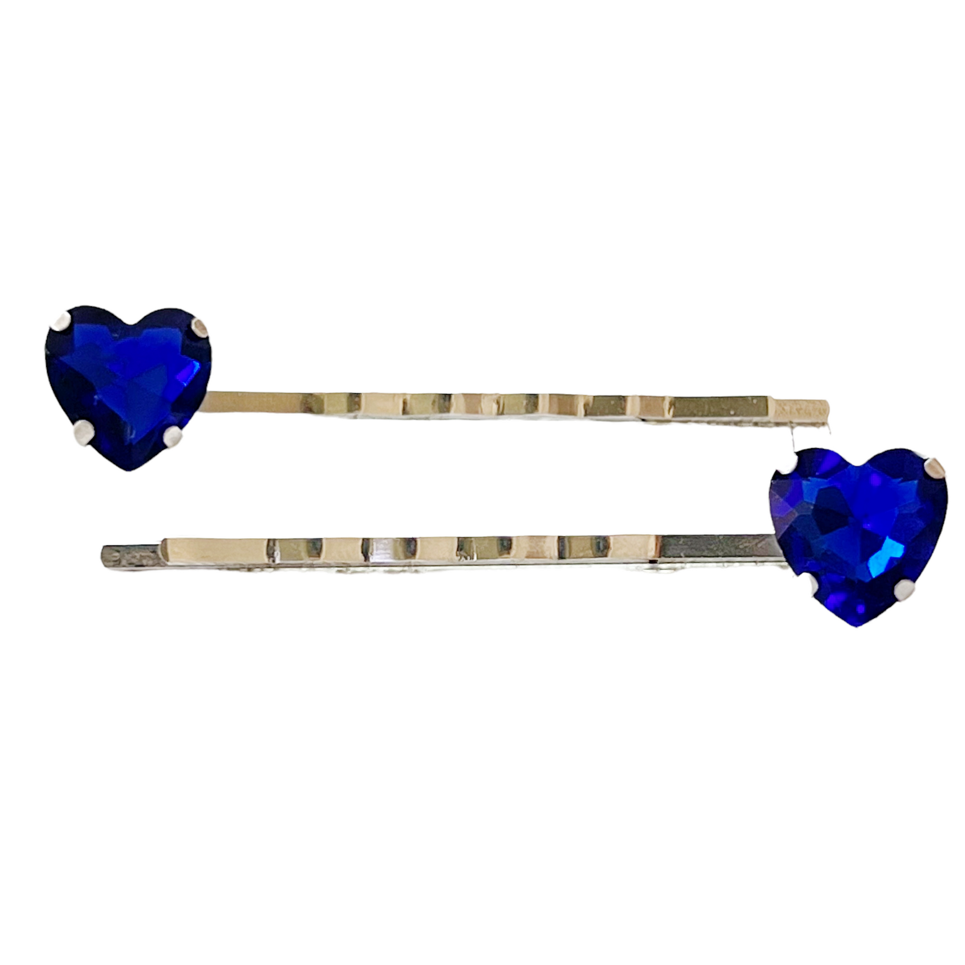 Blue Rhinestone Heart Hair Pins - Elegant and Sparkling Accessories