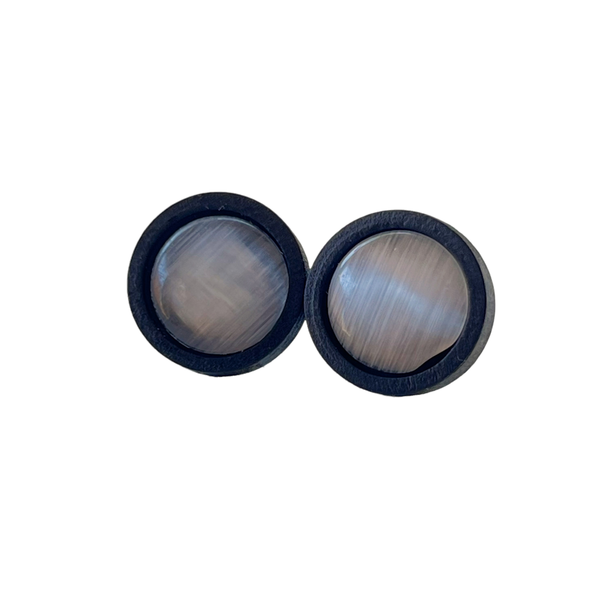 Gray Resin Black Wood Unisex Stud Earrings - Stylish & Versatile Accessories