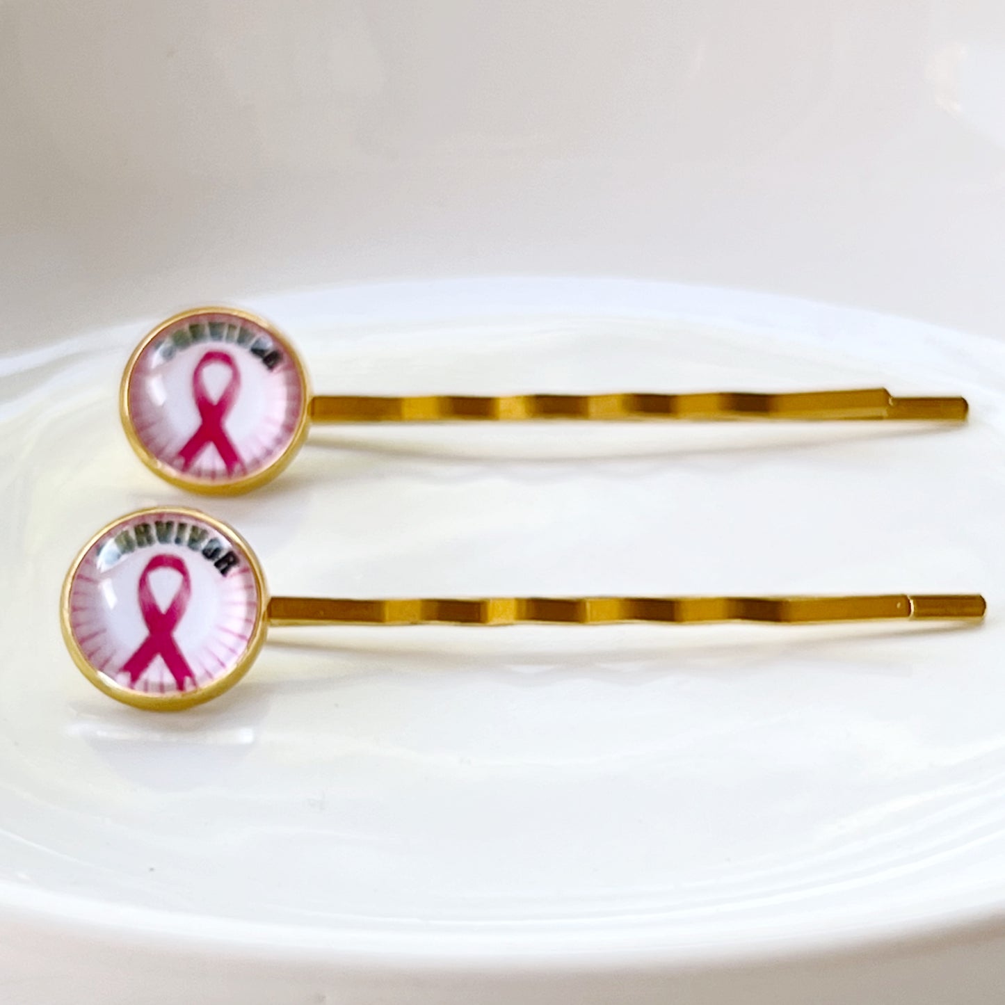 Breast Cancer Awareness Ribbon Hair Pins - Supportive and Stylish Accessories