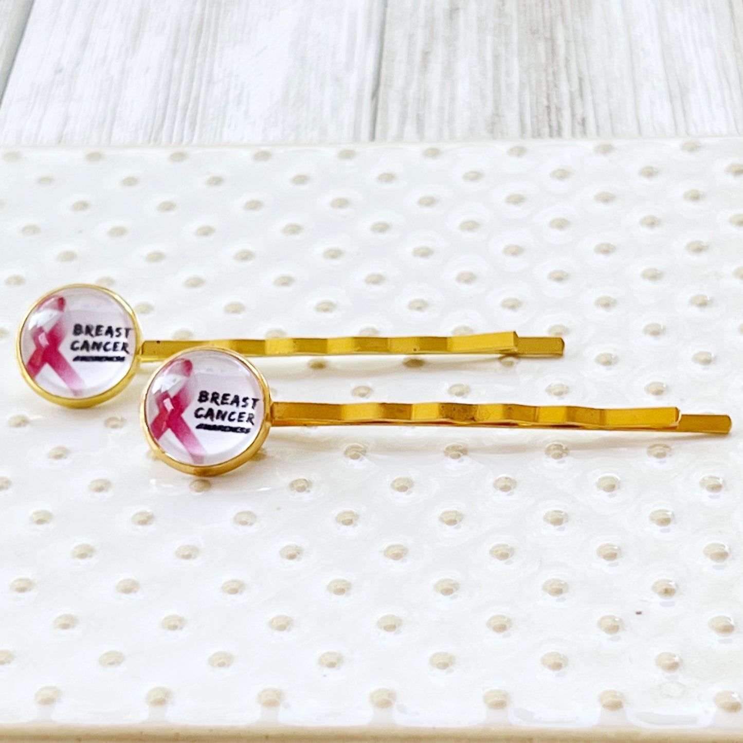 Breast Cancer Awareness Ribbon Hair Pins - Supportive and Stylish Accessories