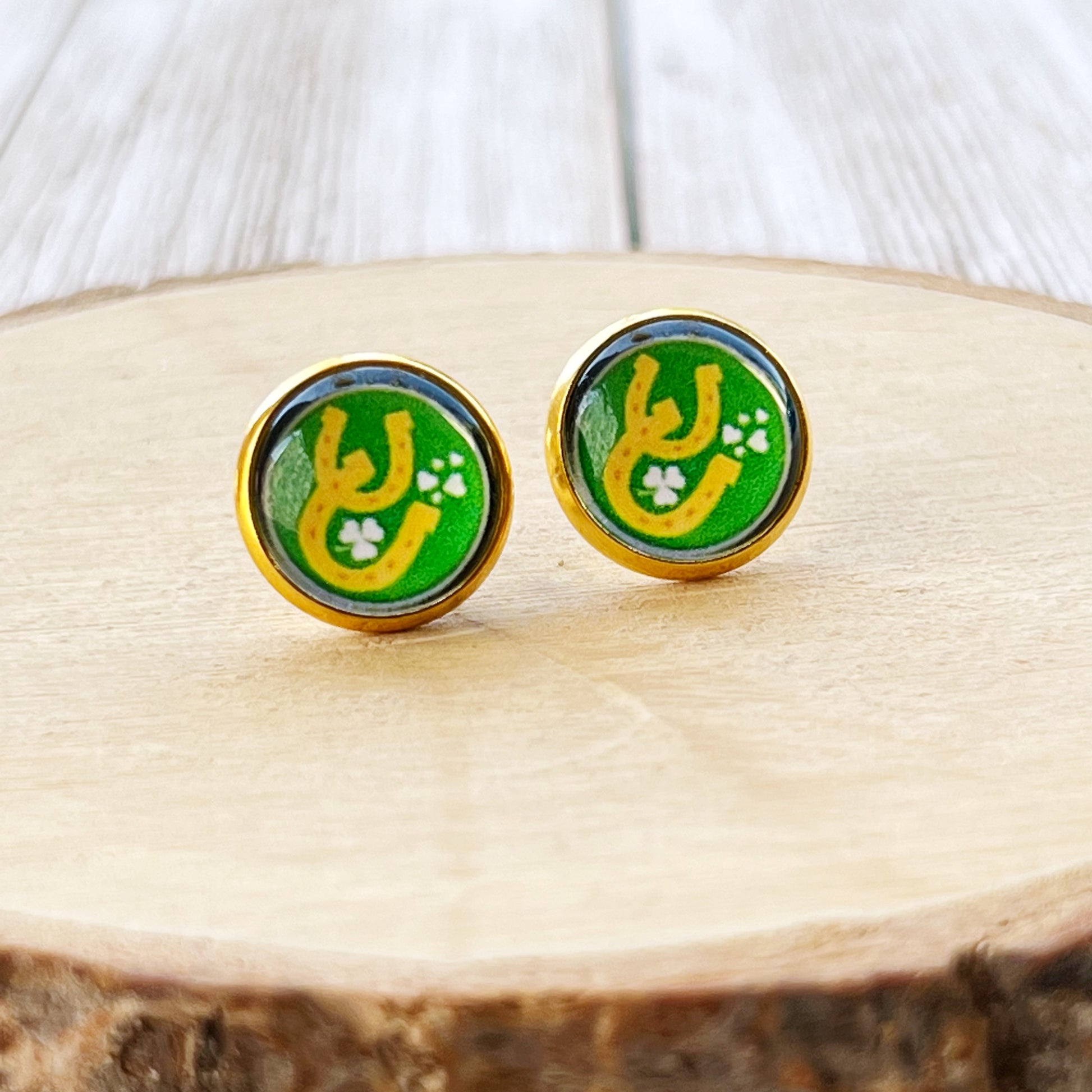 Lucky Horseshoe Gold Stud Earrings - Stylish & Symbolic Accessories